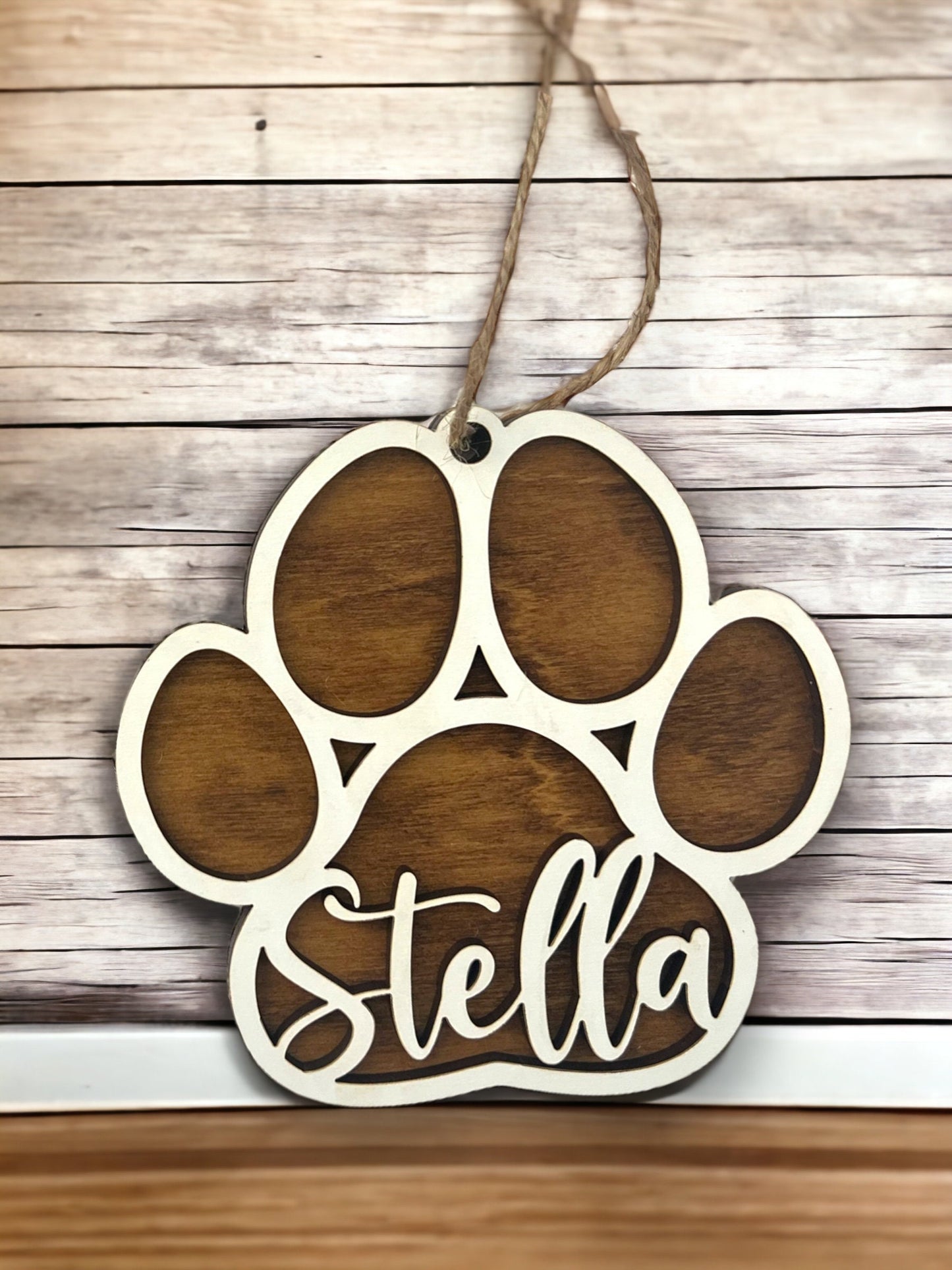 Custom Dog Paw Ornament, Personalized Cat paw ornament, Pet paw, Christmas, Dog mom gift, Paw print, Laser Cut, Wood, Handmade