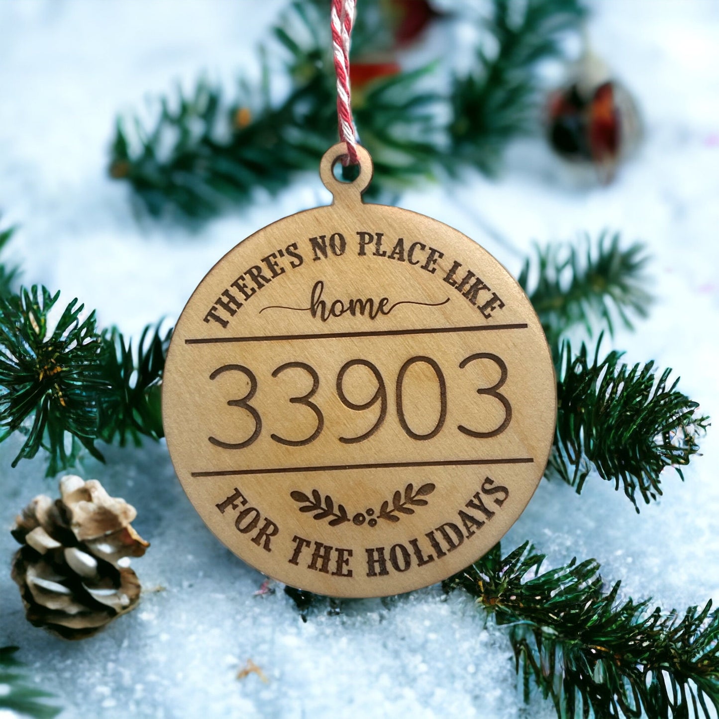 Zip Code Christmas Ornament, Home for the holidays, New homeowner gift, Custom Realtor gift, Housewarming, Moving present, Wood