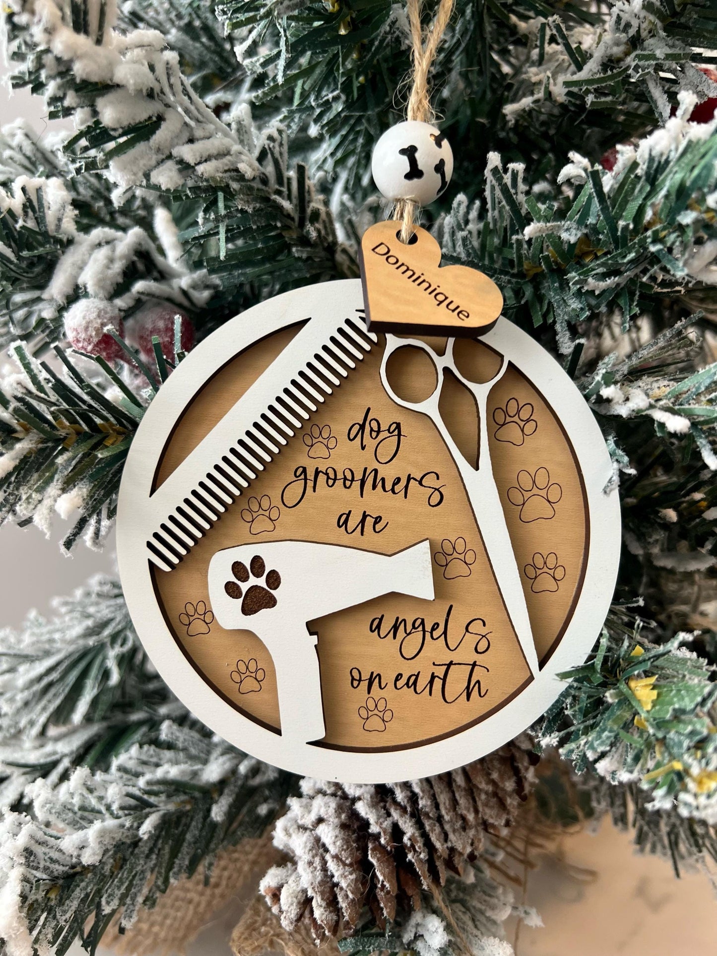 Personalized Dog Groomer Christmas Ornament, Custom Present, Pet Groomer, Grooming Gift