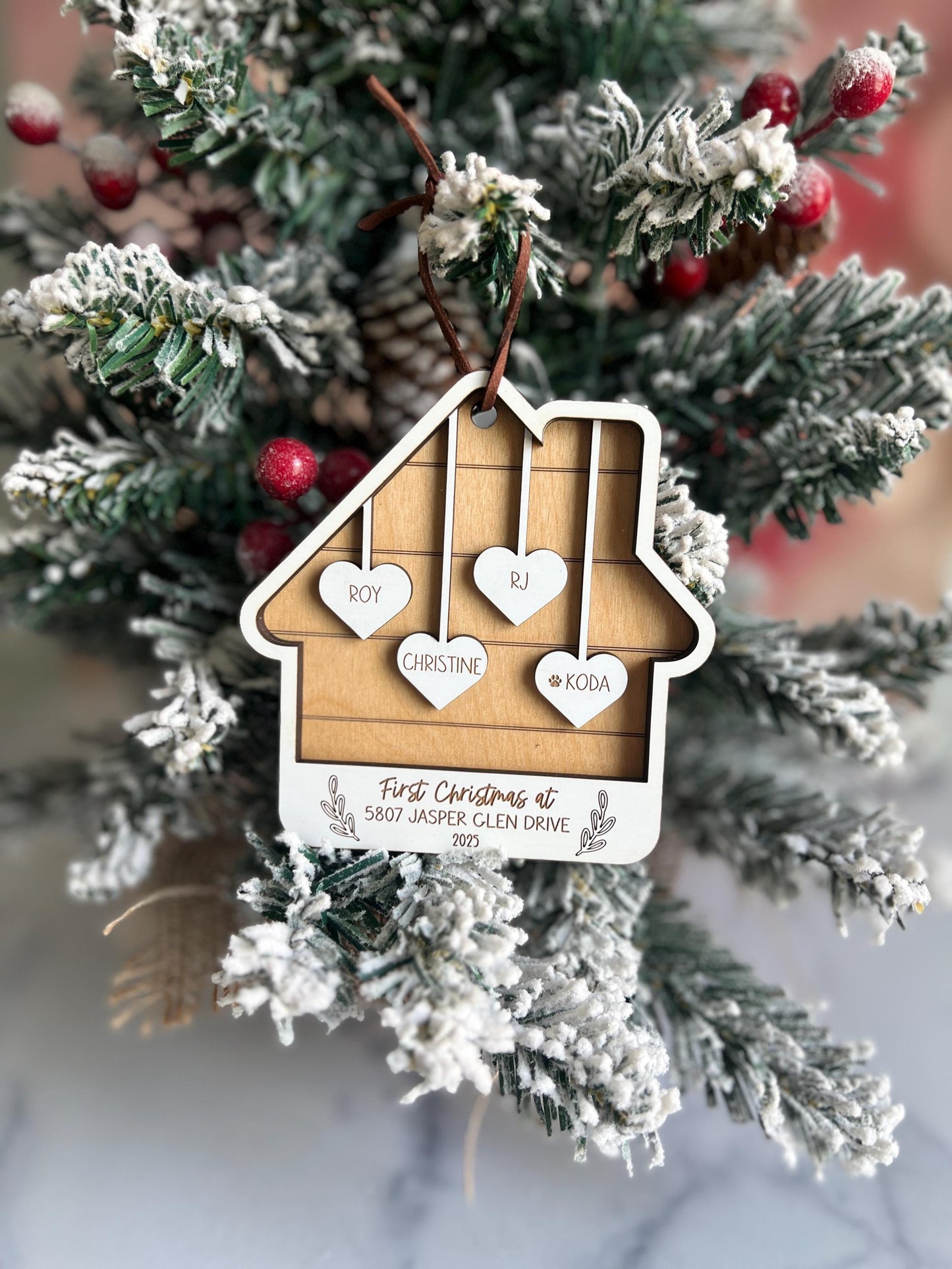 Personalized First Home Christmas Ornament, Family Names, New House Gift, Housewarming, Custom Present for Xmas, Family Keepsake