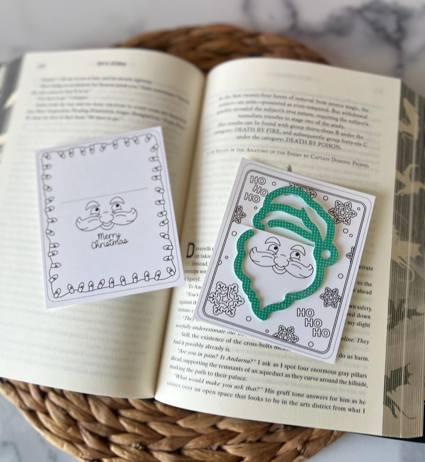 Santa and Snowman Bookmark, Christmas Stocking Stuffer, Gift for Reader, Winter, Bookish, Holiday Present, Teacher Gift