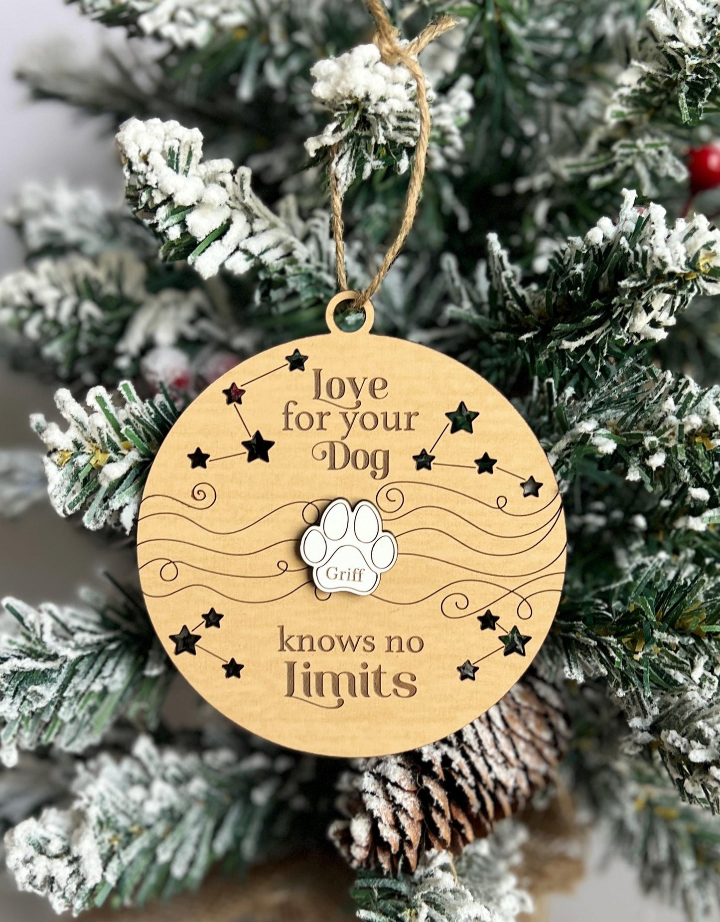 Personalized Dog Christmas Ornament, Dog Mom Gift, Custom Pet Paw, Gift for Her, Dog Lover Present, Gift for Canine lover