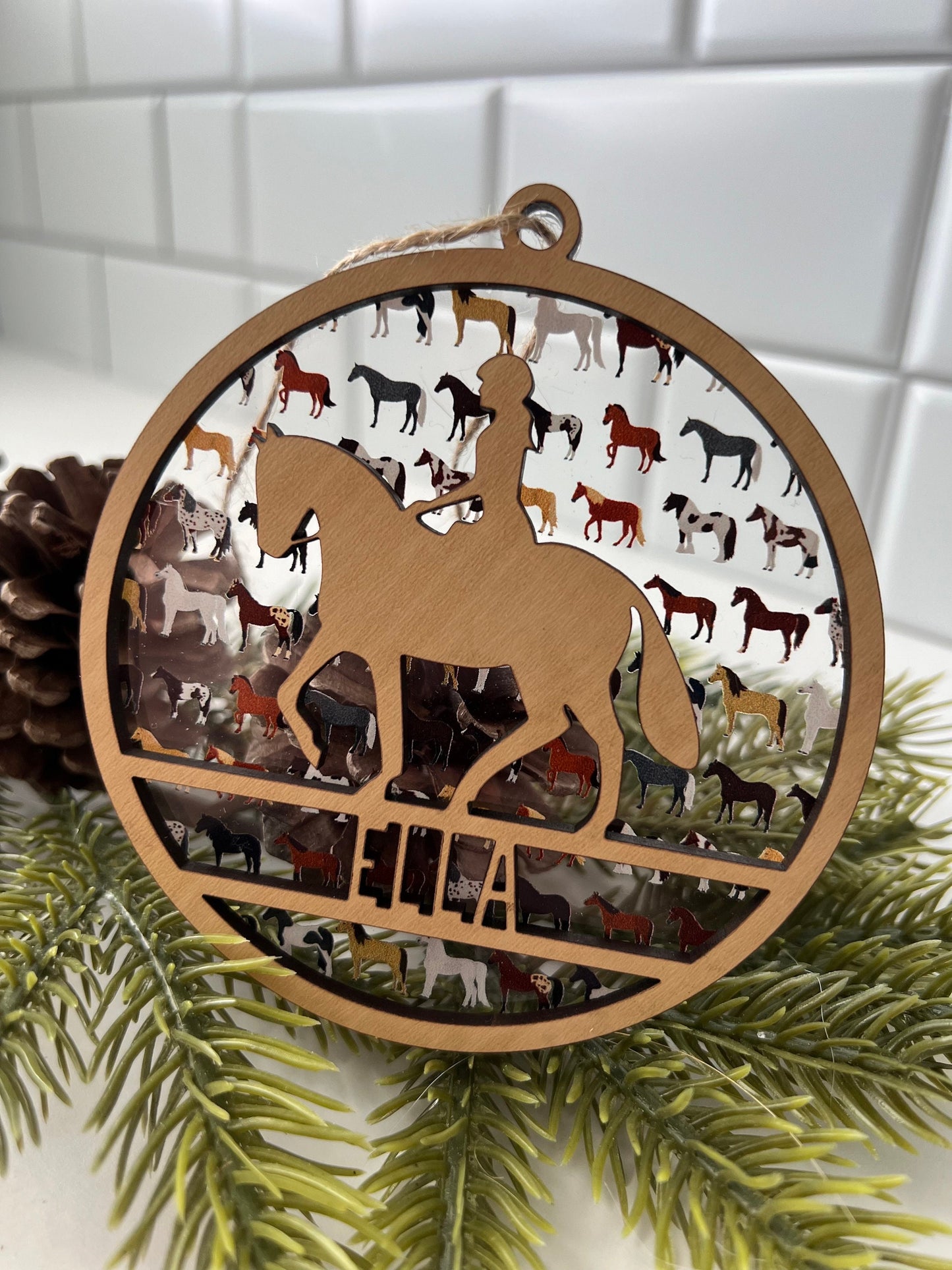 Personalized Horse Ornament, Custom Equestrian gift, Horseback Riding Girl Boy, Christmas, Horseback rider present, Gift for horse lover