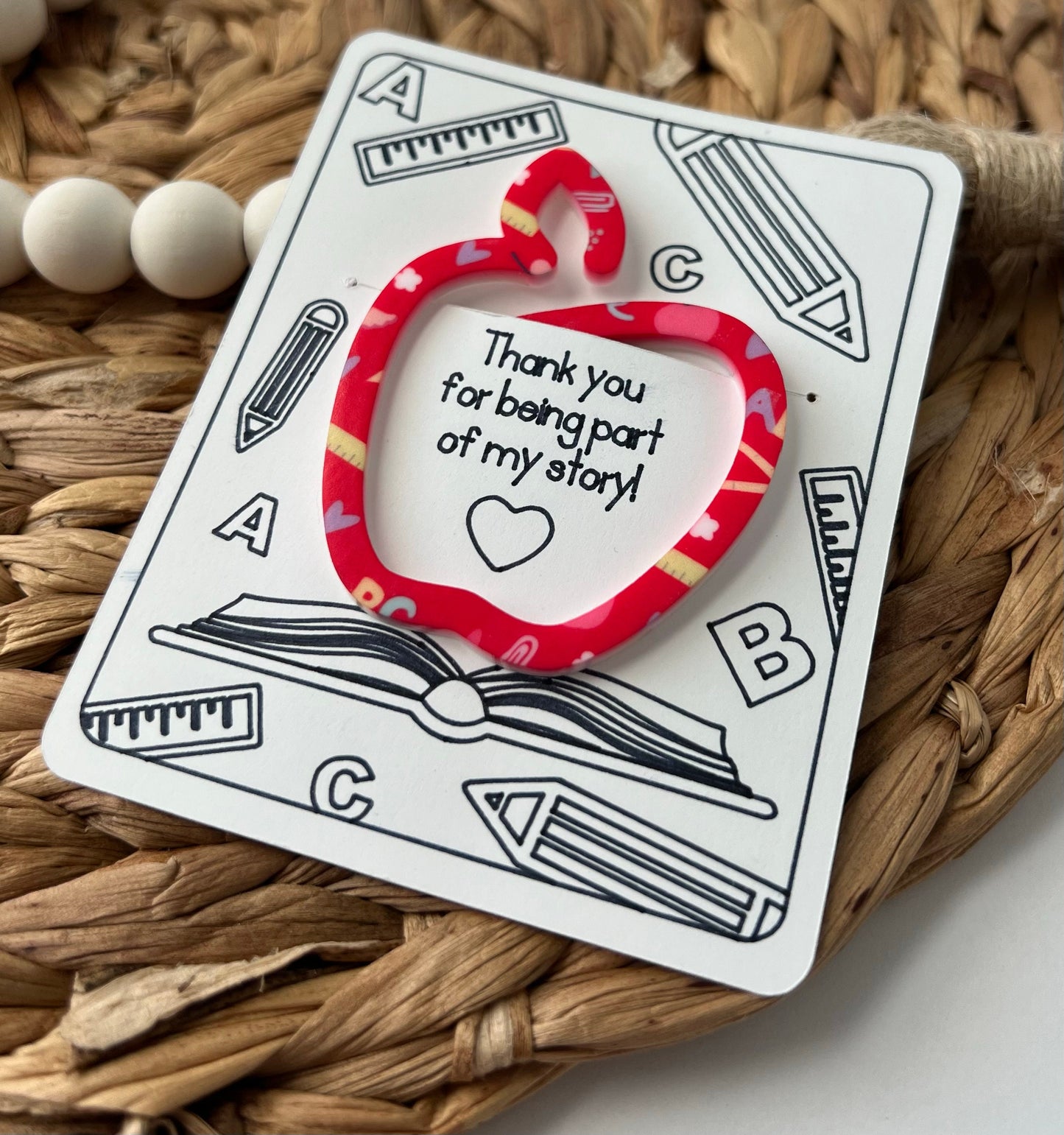Teacher Bookmark, Teacher Appreciation, Apple bookmark, Teacher Gift Card Holder, Back to School, End of Year Present, Gift for Teacher