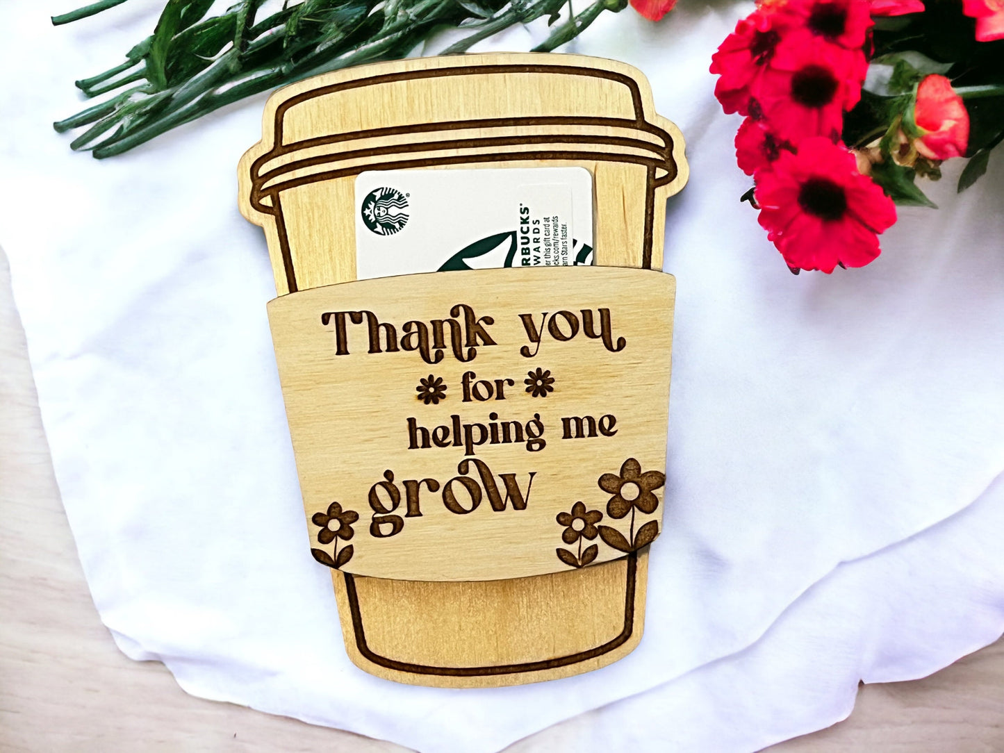 Teacher Gift, Gifts for Teachers, Coffee Gift Card Holder, Back To School present, End of Year,  Preschool, Teacher Appreciation, Thank You