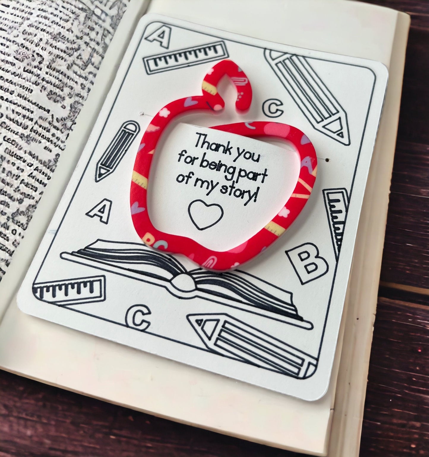 Teacher Bookmark, Teacher Appreciation, Apple bookmark, Teacher Gift Card Holder, Back to School, End of Year Present, Gift for Teacher