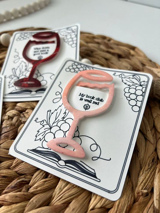 Wine Glass Bookmark, Wine Lover gift, Book club present, Paper Clip, Acrylic, Book lover gift