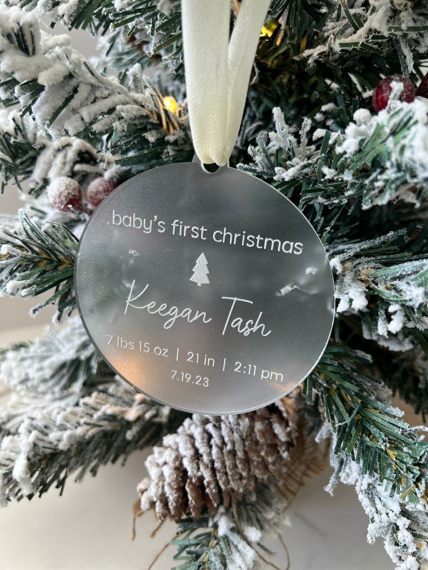 Personalized Baby's First Christmas Ornament, Custom Newborn Keepsake, Christmas 2023, Baby Gift, New Baby Present