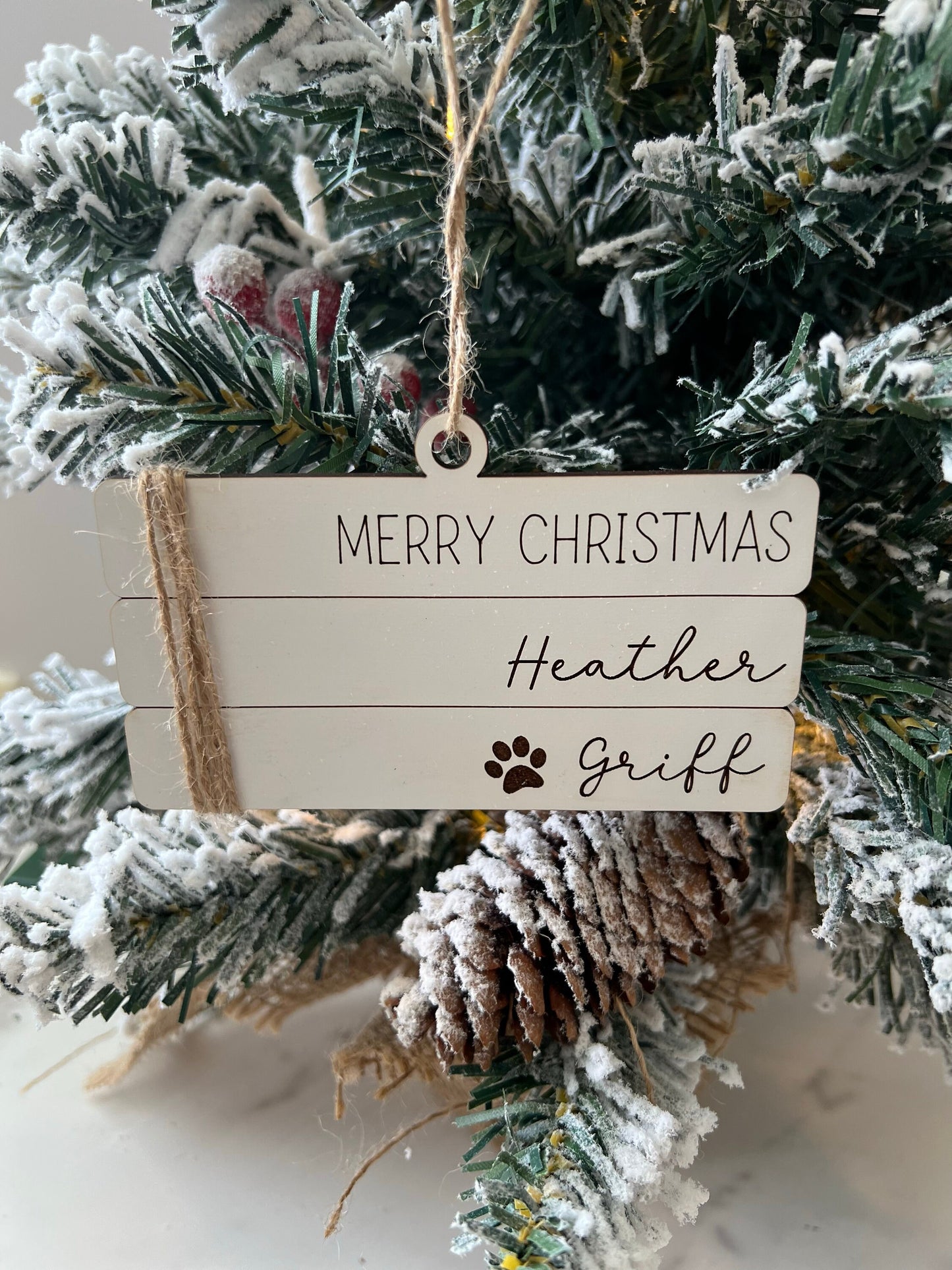 Book Stack Ornament, Personalized Family Christmas Ornament, Family Name Gift, Farmhouse Holiday Present, Custom Ornament