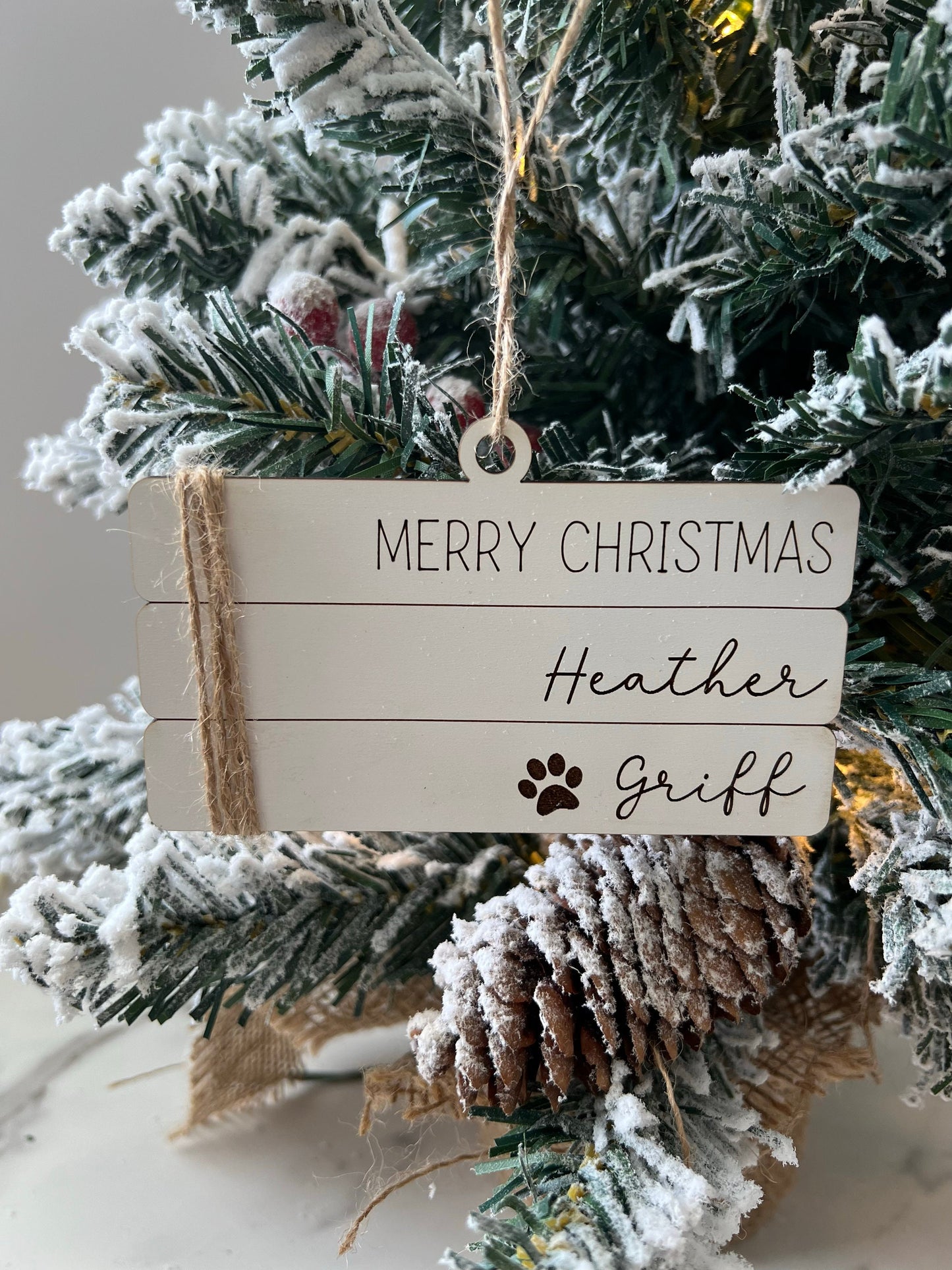 Book Stack Ornament, Personalized Family Christmas Ornament, Family Name Gift, Farmhouse Holiday Present, Custom Ornament