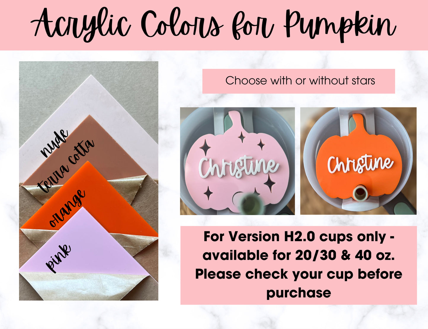 Pumpkin Stanley Name Plate for H2.0 cups in 20oz/30oz/40 oz, Personalized Fall Gift, Custom Tumbler Lid, Halloween Present, Gift for Her