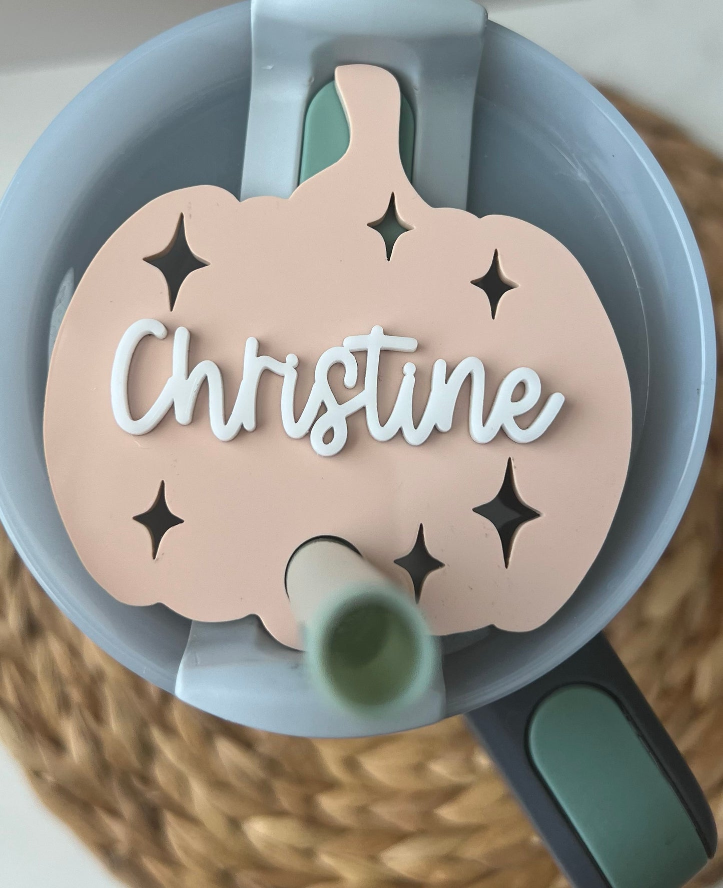 Pumpkin Stanley Name Plate for H2.0 cups in 20oz/30oz/40 oz, Personalized Fall Gift, Custom Tumbler Lid, Halloween Present, Gift for Her