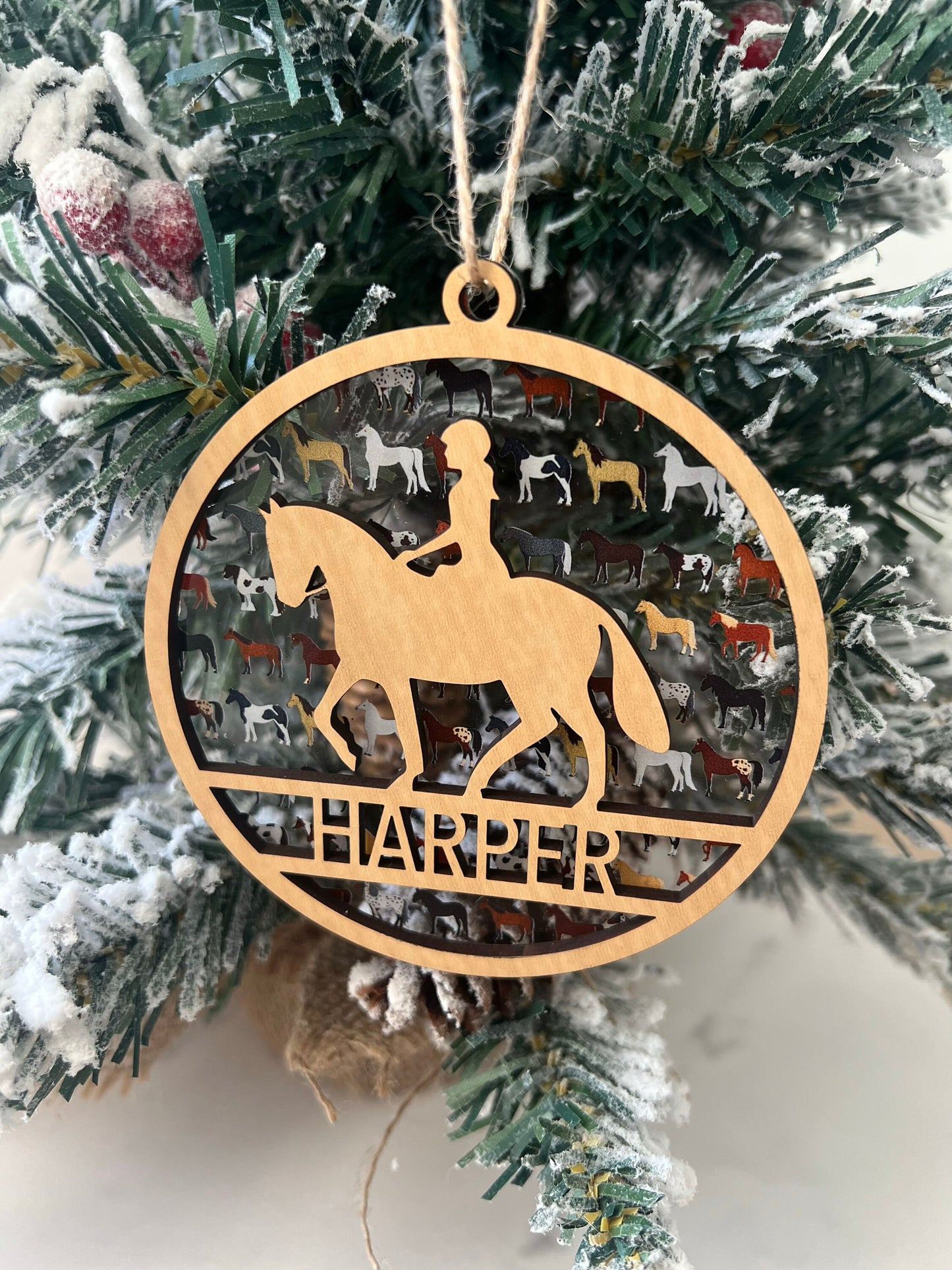 Personalized Horse Ornament, Custom Equestrian gift, Horseback Riding Girl Boy, Christmas, Horseback rider present, Gift for horse lover