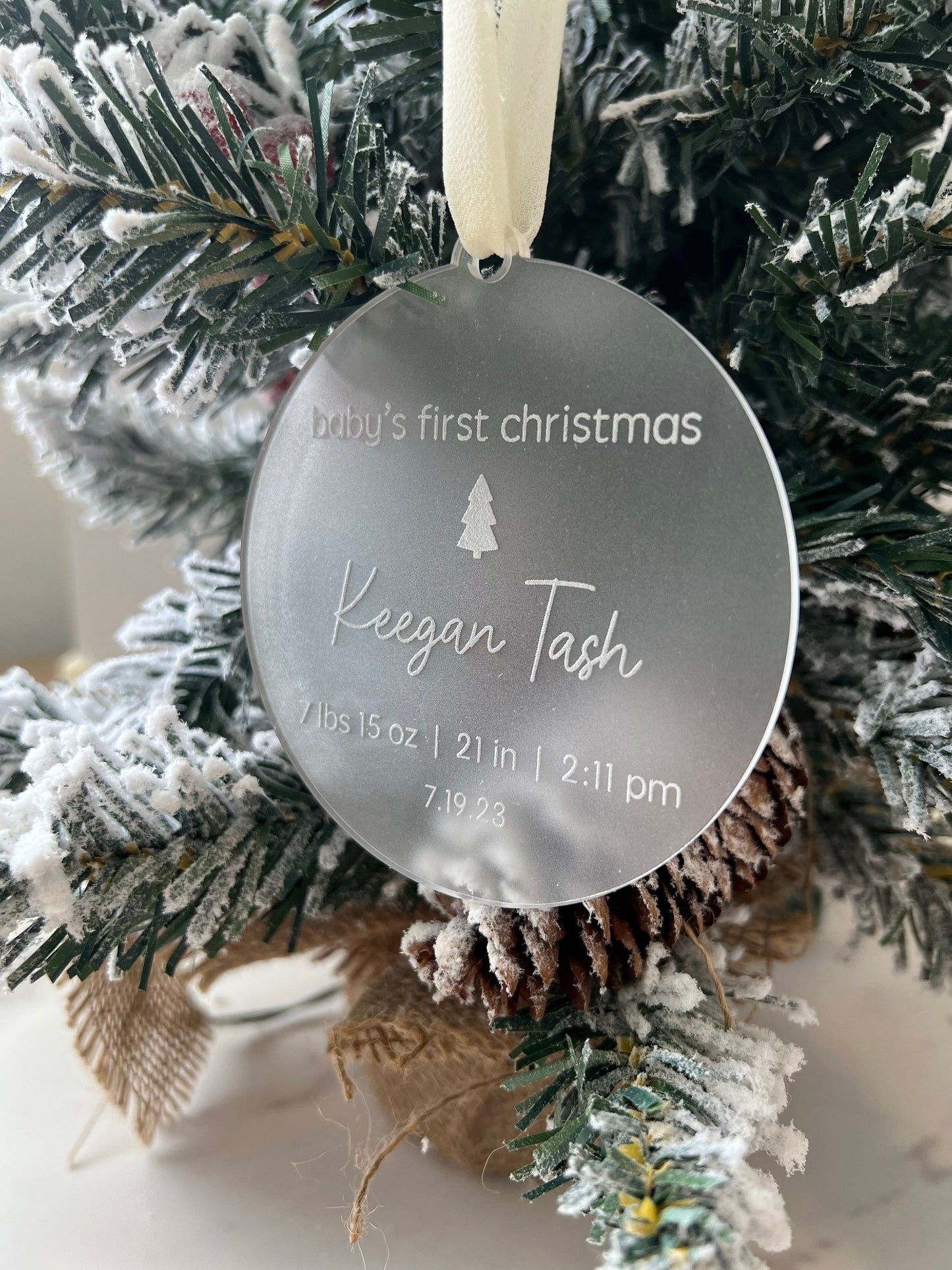 Personalized Baby's First Christmas Ornament, Custom Newborn Keepsake, Christmas 2023, Baby Gift, New Baby Present
