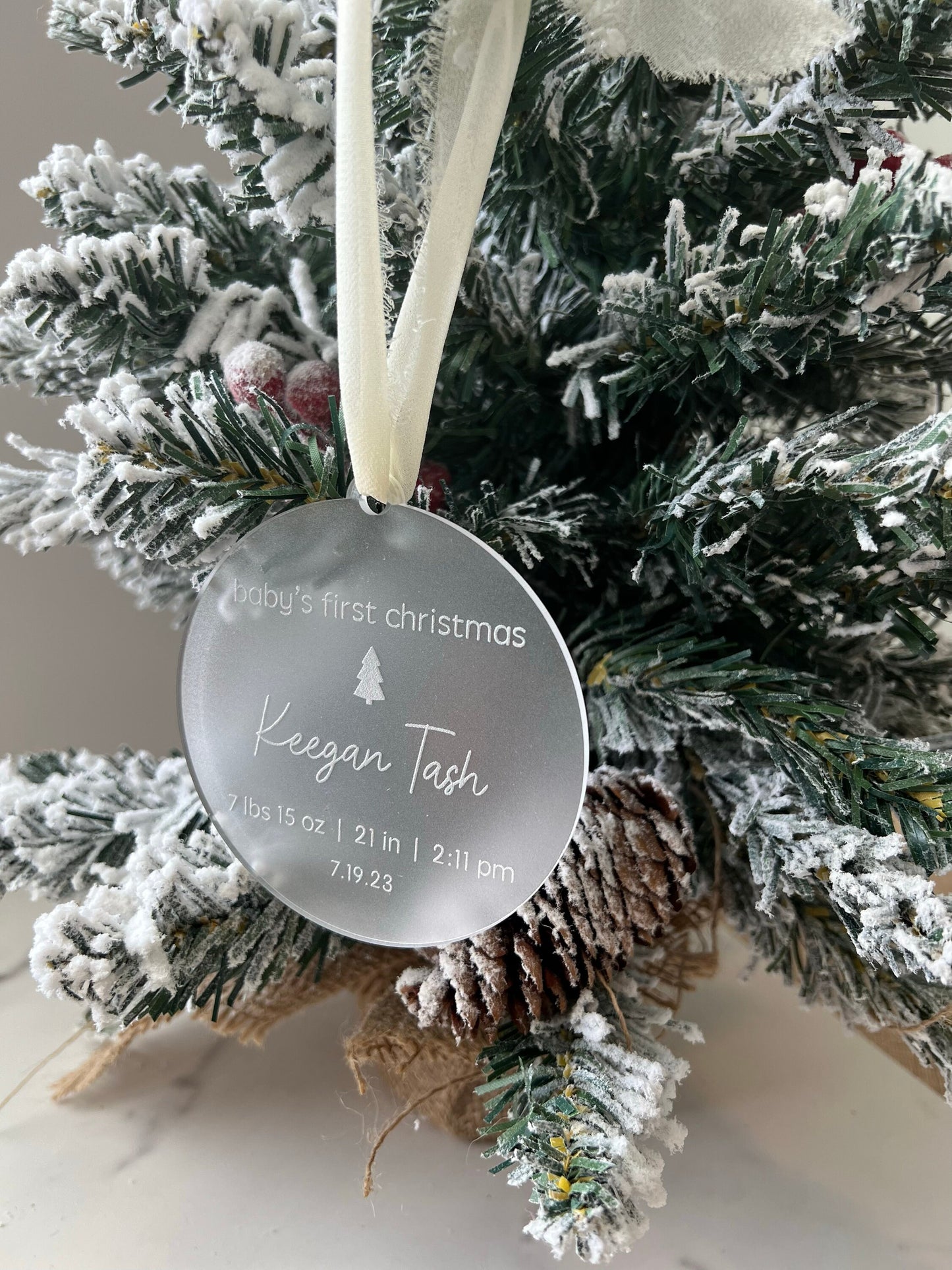 Personalized Baby's First Christmas Ornament, Custom Newborn Keepsake, Christmas 2023, Baby Gift, New Baby Present