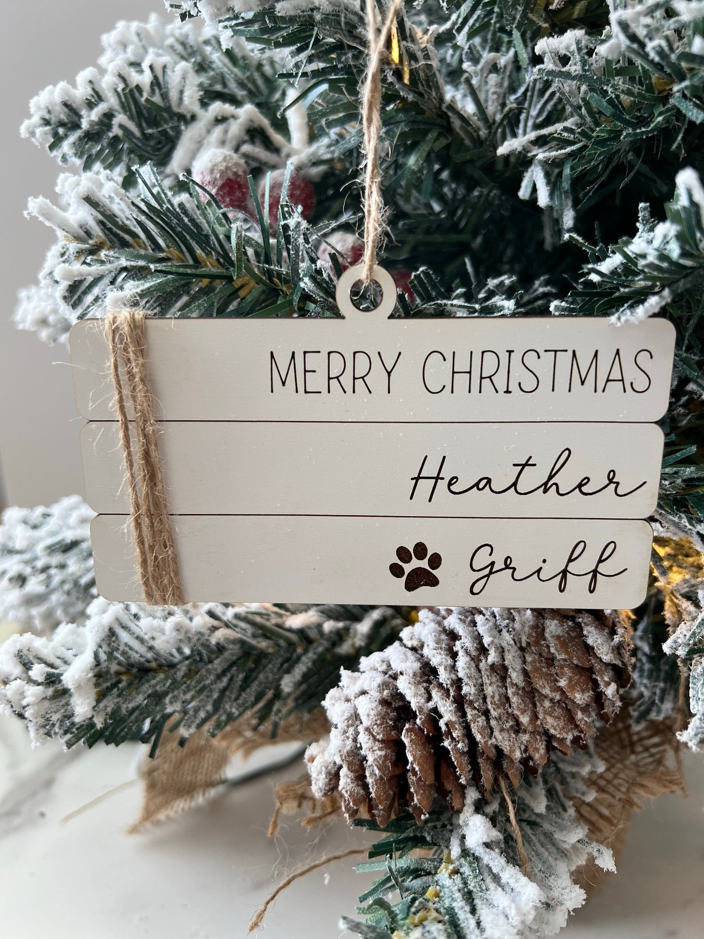 Book Stack Ornament, Personalized Family Christmas Ornament, Family Name Gift, Farmhouse Holiday Present, Custom Ornament
