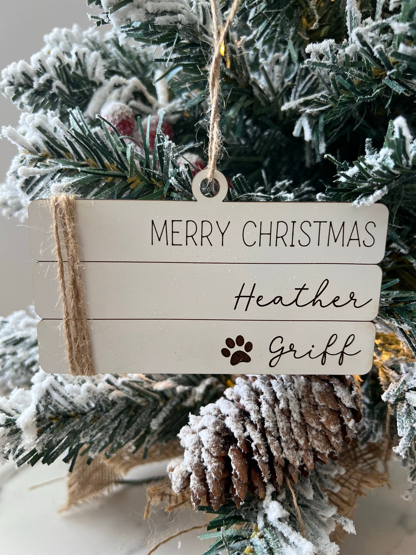 Book Stack Ornament, Personalized Family Christmas Ornament, Family Name Gift, Farmhouse Holiday Present, Custom Ornament