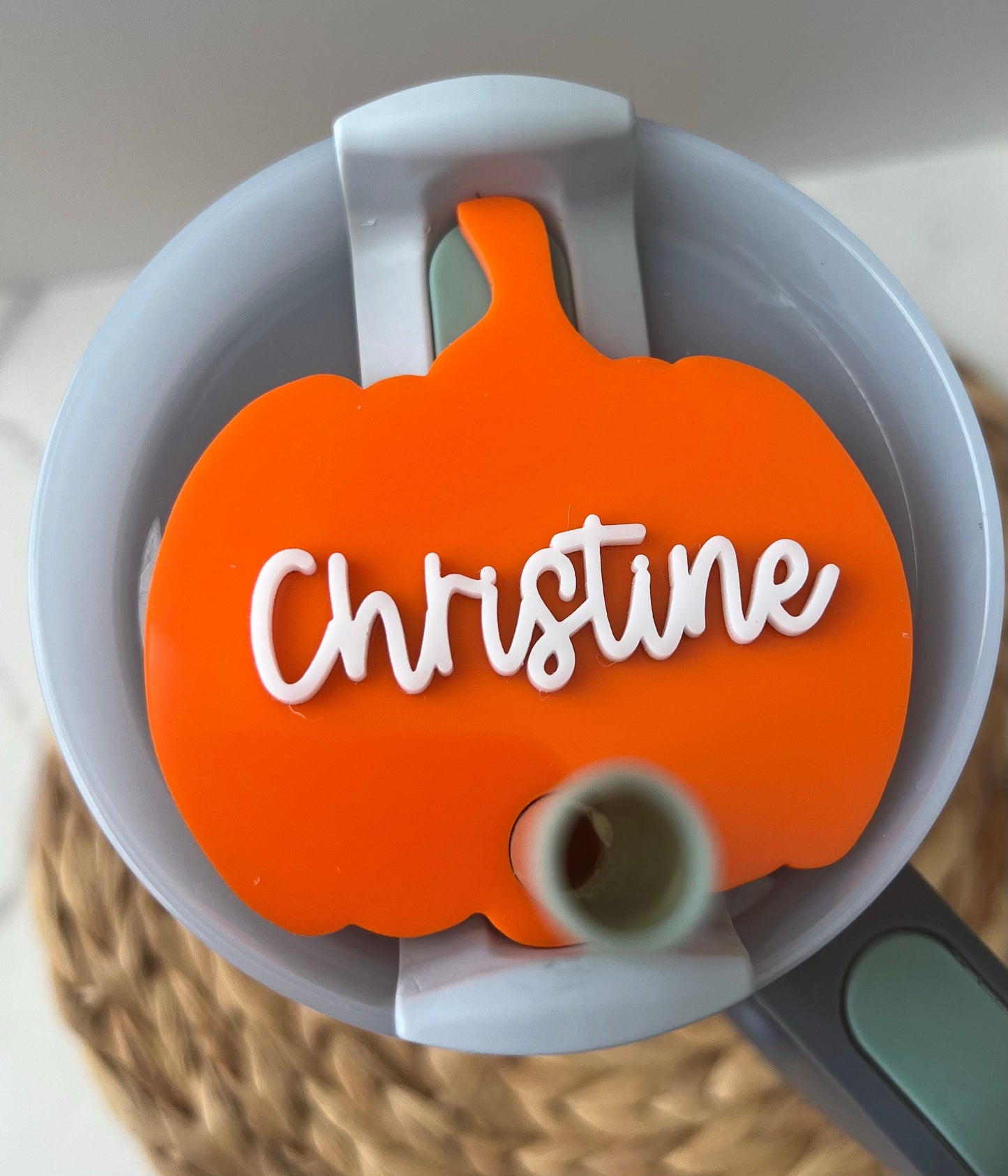 Pumpkin Stanley Name Plate for H2.0 cups in 20oz/30oz/40 oz, Personalized Fall Gift, Custom Tumbler Lid, Halloween Present, Gift for Her