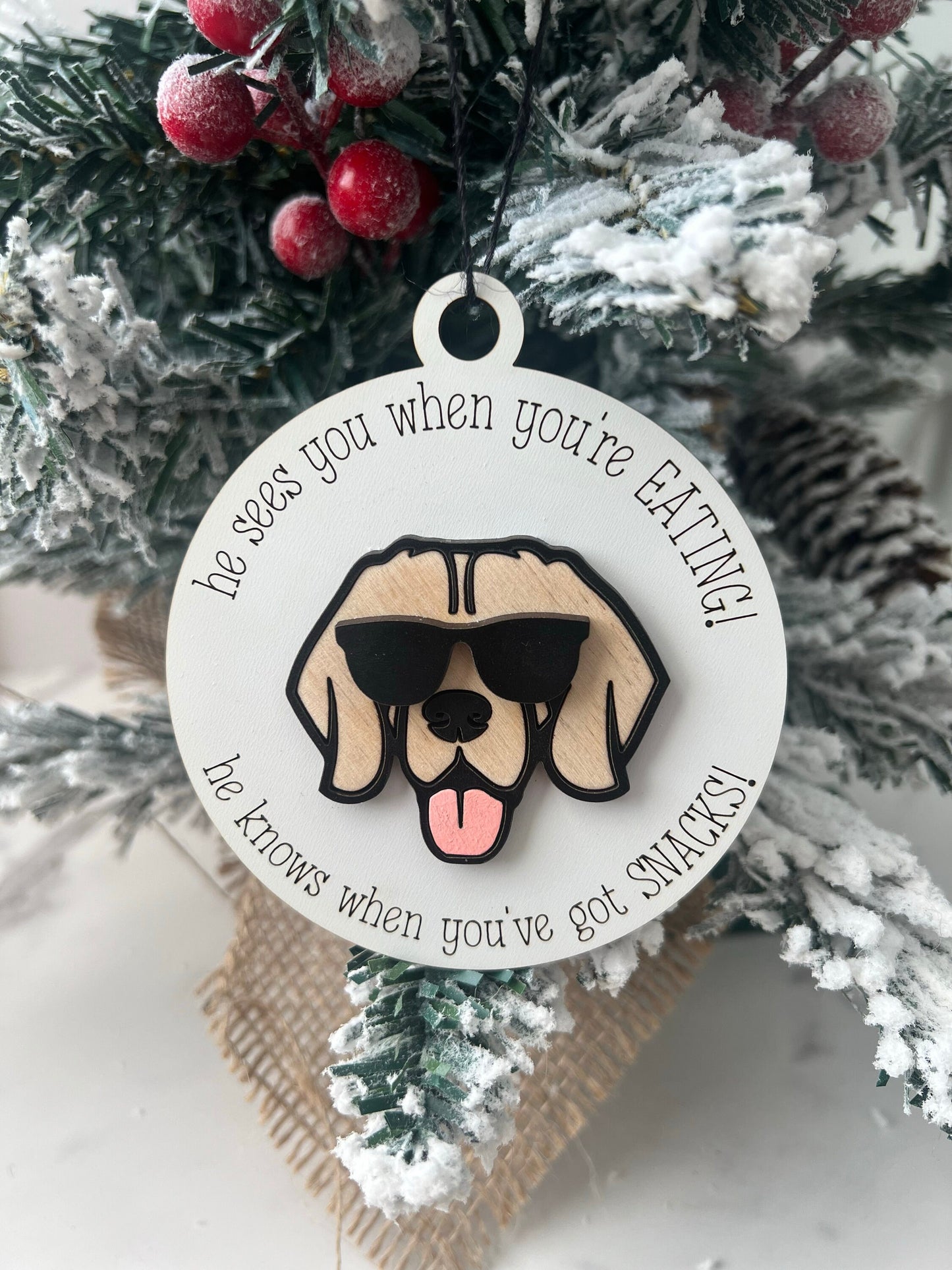 Funny Dog Ornament, Dog Lover Gift, Christmas Present for Dog Mom, Golden Retriever, Labrador, Pet Lover Gift