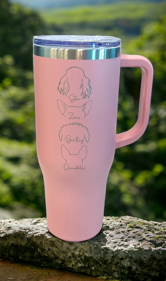 Personalized Dog Mom Tumbler, Custom Dog Lover Gift, Fur Mama Present, New Puppy Owner, Dog Ear Cup, Fur Mom, Pet Lover, 40 oz tumbler