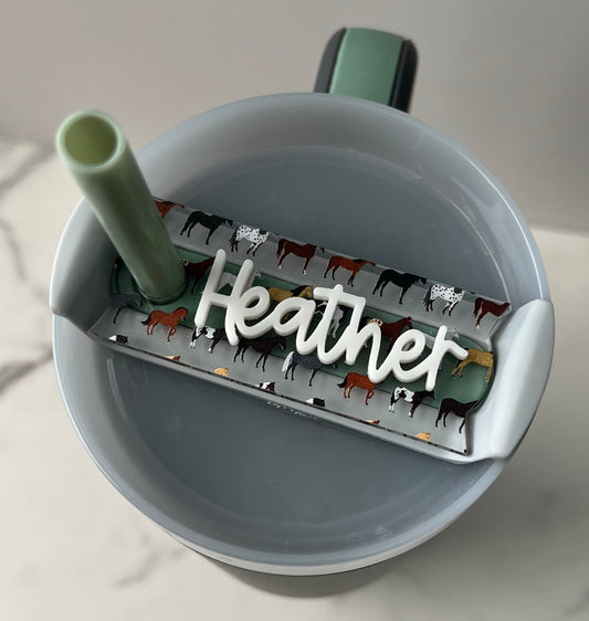 Personalized Horse Tumbler Name Topper 20oz 30oz 40oz, Custom Plate Tag, Equestrian Horseback Rider Present, Gift for Horse Lover