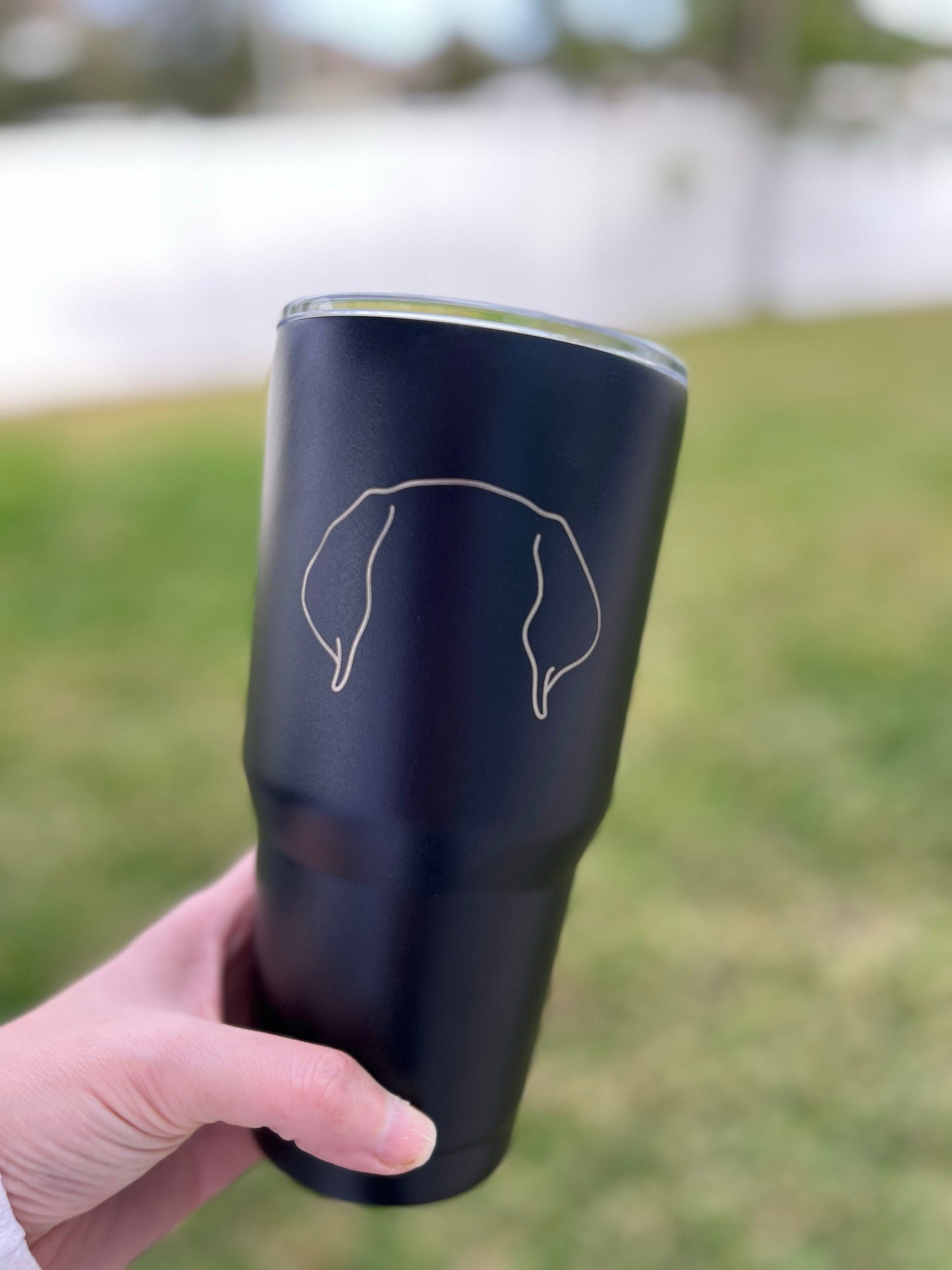 Custom Dog Ear Tumbler, Personalized Dog Lover Gift, Dog Mom Dog Dad Present, Pet Lover Travel Mug, Gift for Her, Gift for Him, 30 oz