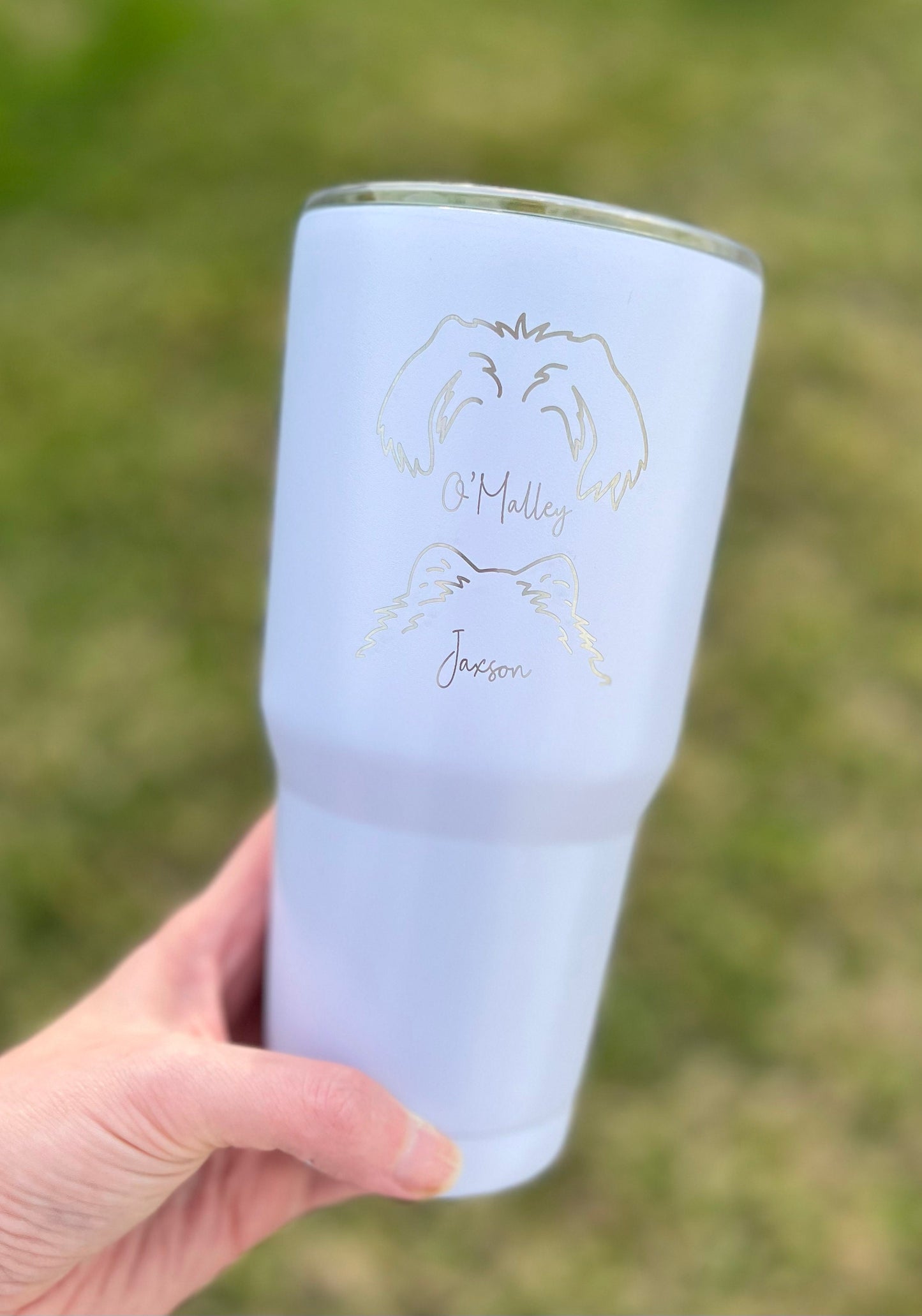 Personalized Dog Mom Tumbler, Custom Dog Ear Cup, Gift for Dog Lover, New Puppy Owner Present, Pet Lover, 30 oz