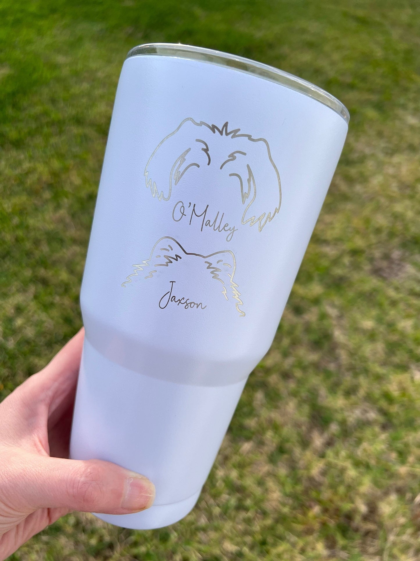 Personalized Dog Mom Tumbler, Custom Dog Ear Cup, Gift for Dog Lover, New Puppy Owner Present, Pet Lover, 30 oz