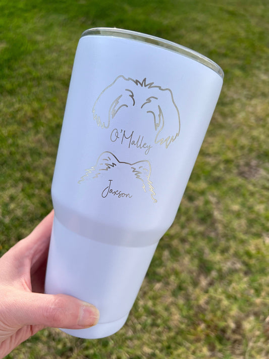 Personalized Dog Mom Tumbler, Custom Dog Ear Cup, Gift for Dog Lover, New Puppy Owner Present, Pet Lover, 30 oz