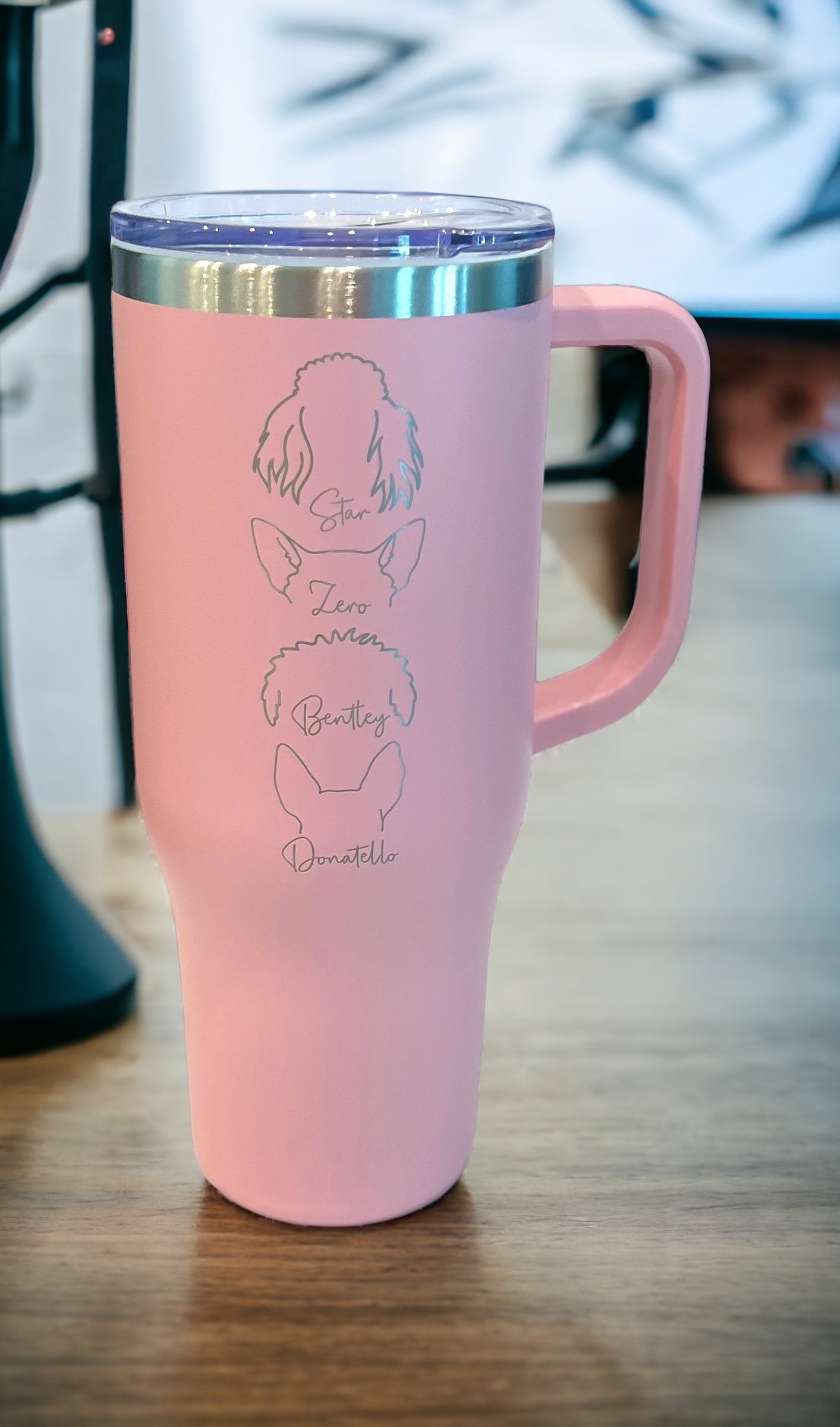 Personalized Dog Mom Tumbler, Custom Dog Lover Gift, Fur Mama Present, New Puppy Owner, Dog Ear Cup, Fur Mom, Pet Lover, 40 oz tumbler