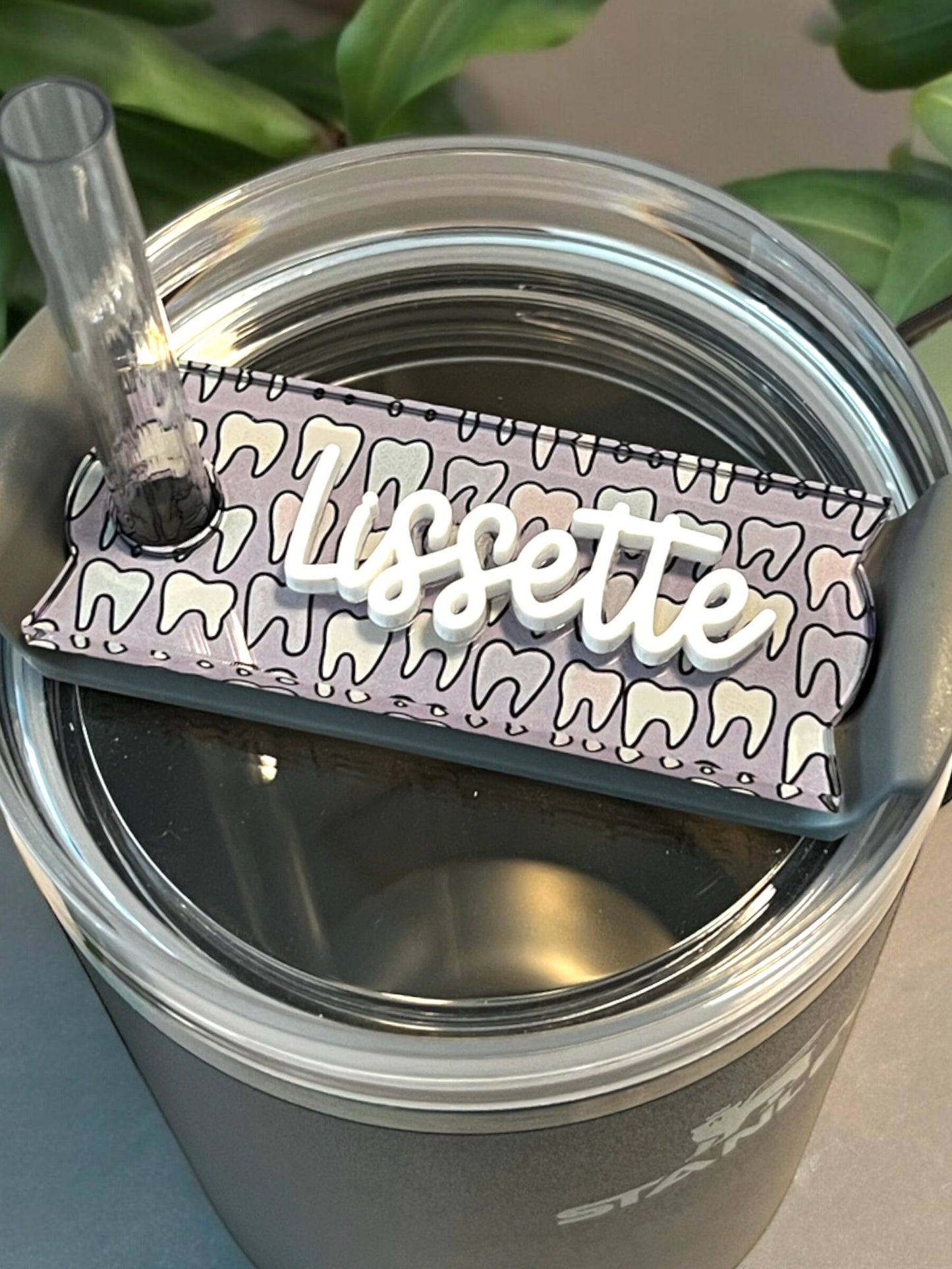 Personalized Tooth Tumbler Name Plate, Dental Assistant gift,Dental Name Topper, Dentist Hygienist present, Stanley Accessories, 30oz 40oz