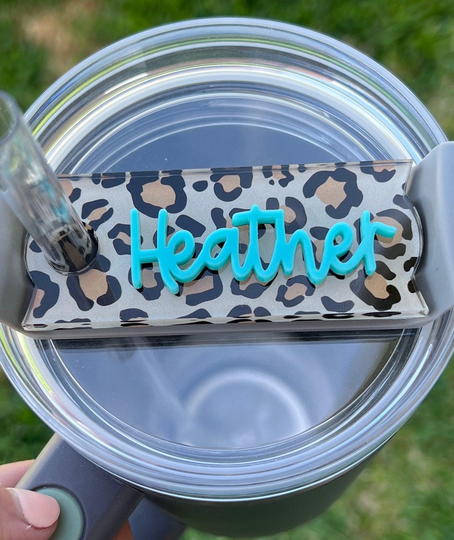 Personalized Leopard Tumbler Name Topper, Custom Plate Tag, Gift for Her, 20oz 30oz 40oz, Leopard Lover Present, Mother's Day Present