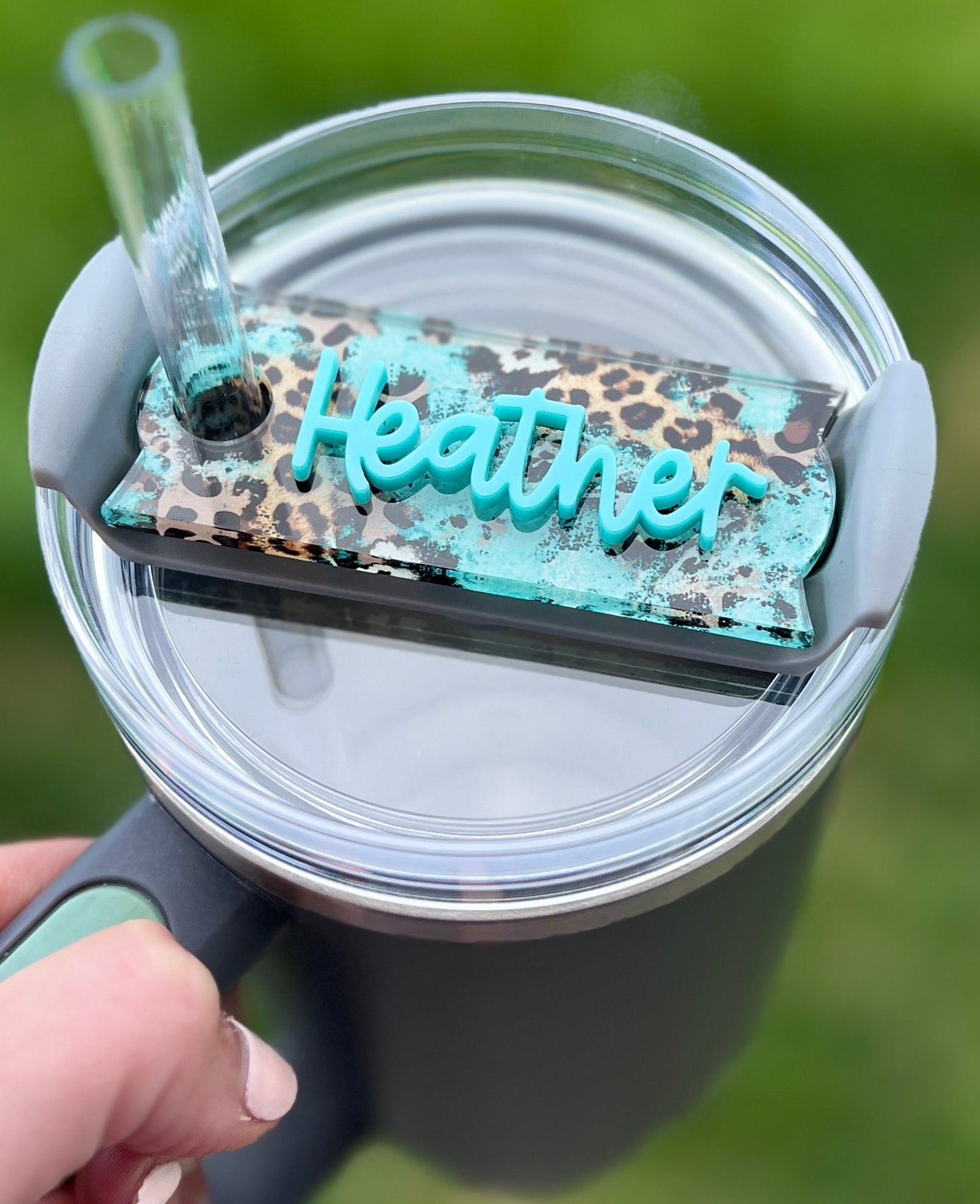 Personalized Leopard Tumbler Name Topper, Custom Plate Tag, Gift for Her, 30oz 40oz, Mother's Day Present, Western