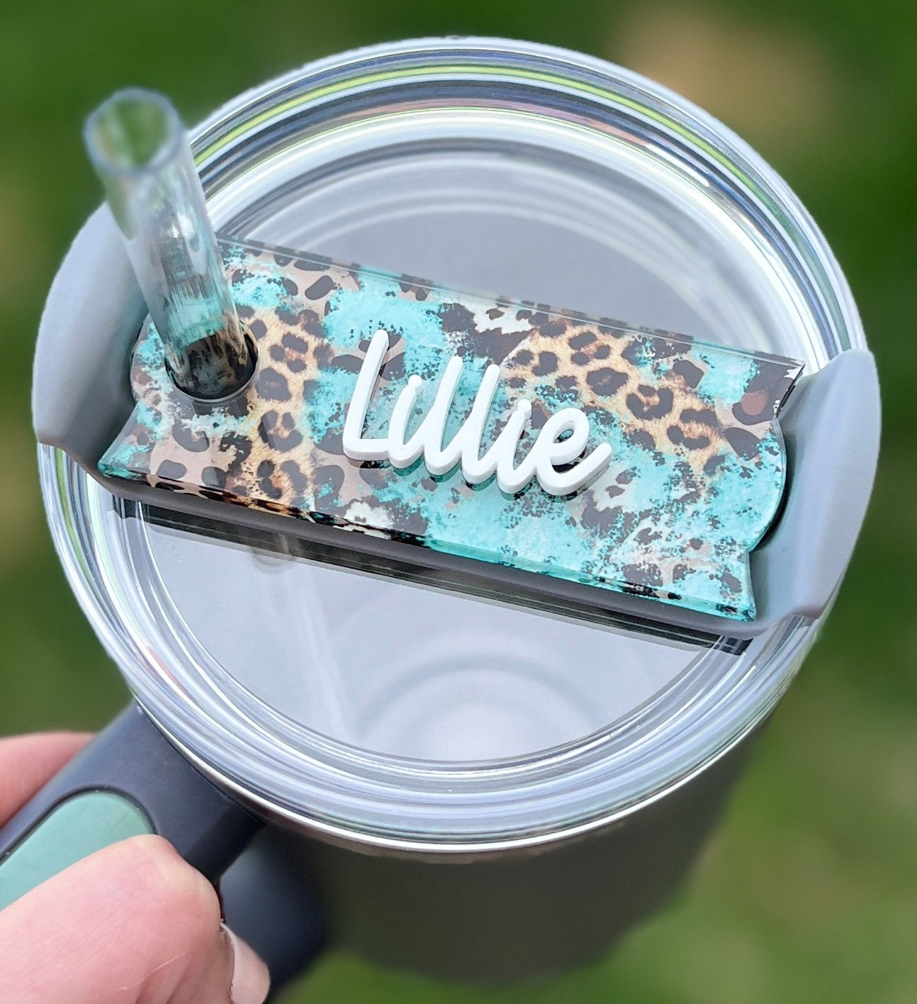 Personalized Leopard Tumbler Name Topper, Custom Plate Tag, Gift for Her, 30oz 40oz, Mother's Day Present, Western