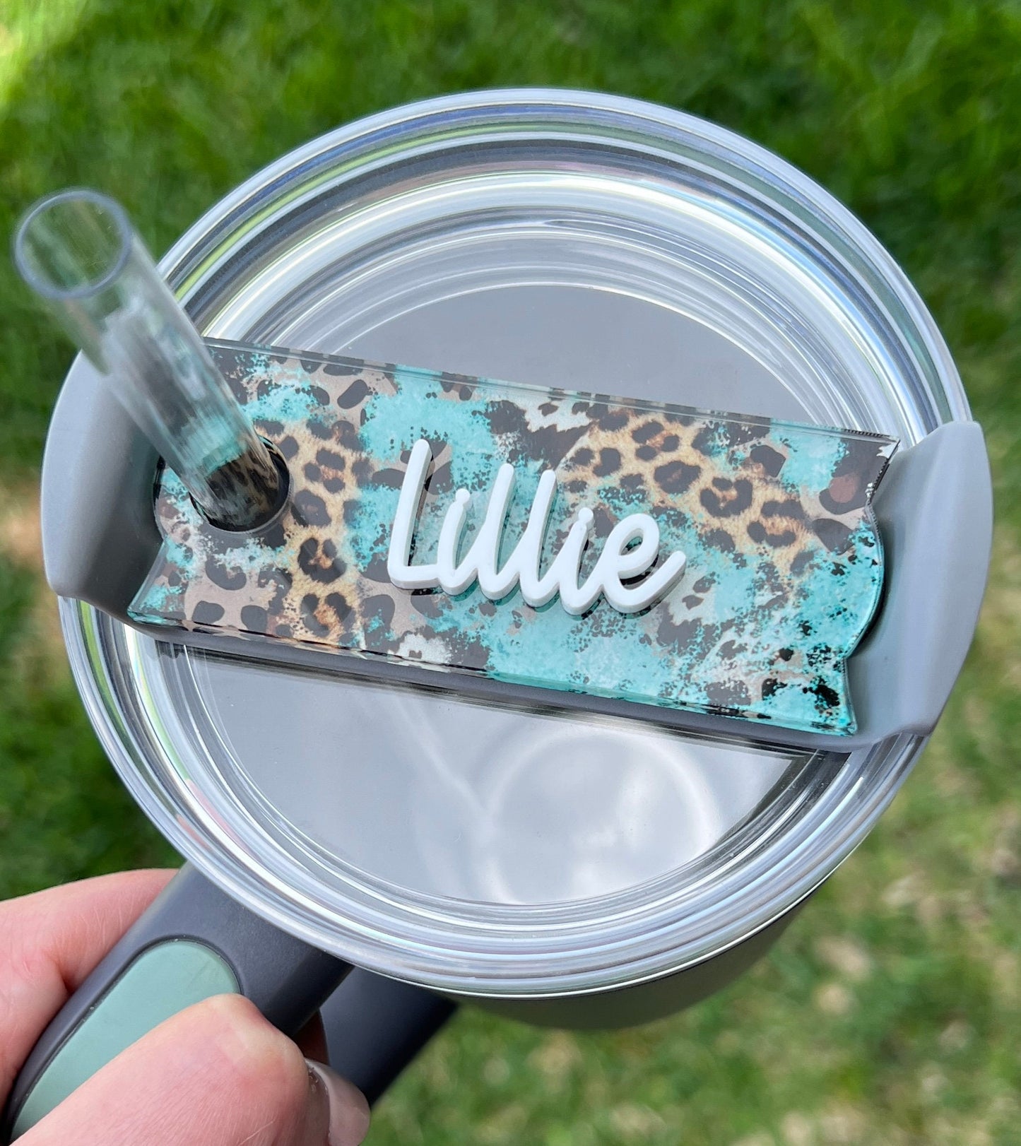 Personalized Leopard Tumbler Name Topper, Custom Plate Tag, Gift for Her, 30oz 40oz, Mother's Day Present, Western