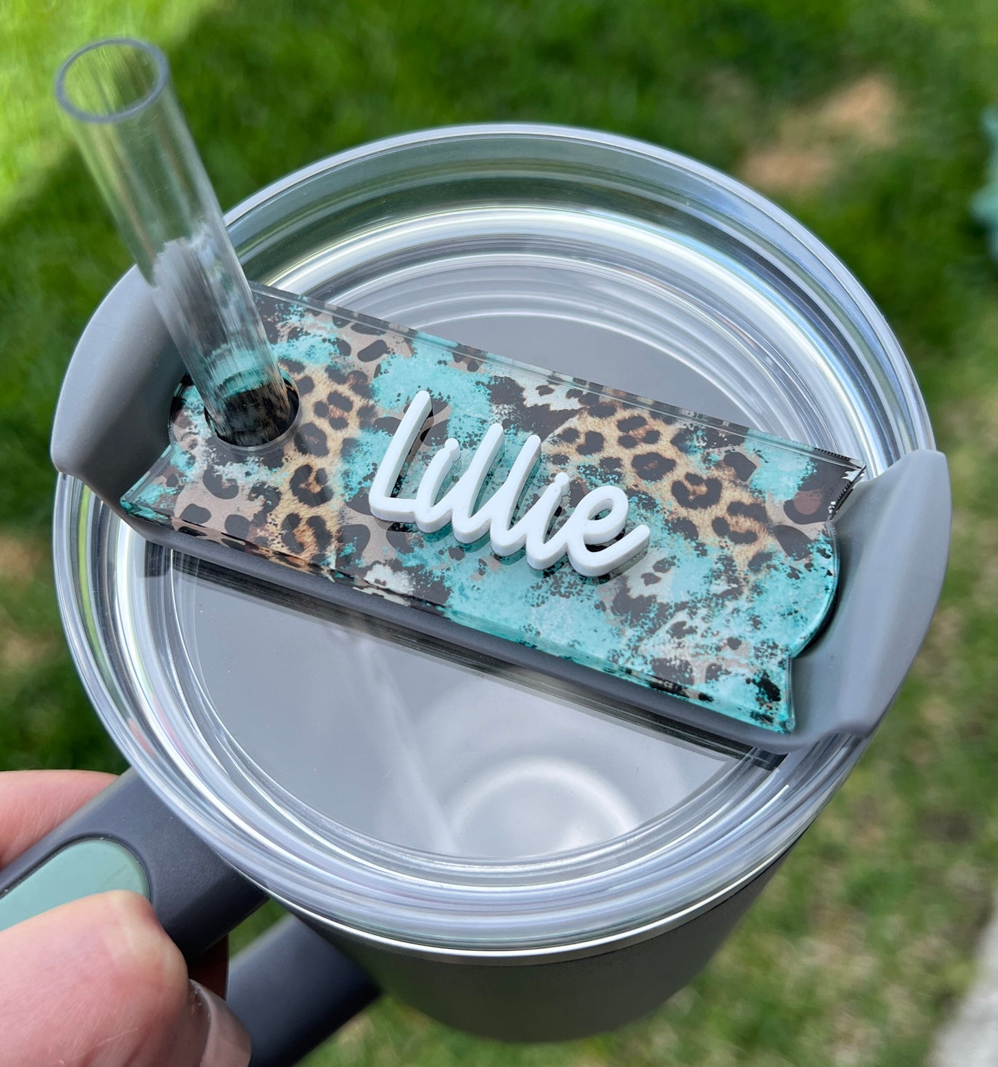 Personalized Leopard Tumbler Name Topper, Custom Plate Tag, Gift for Her, 30oz 40oz, Mother's Day Present, Western