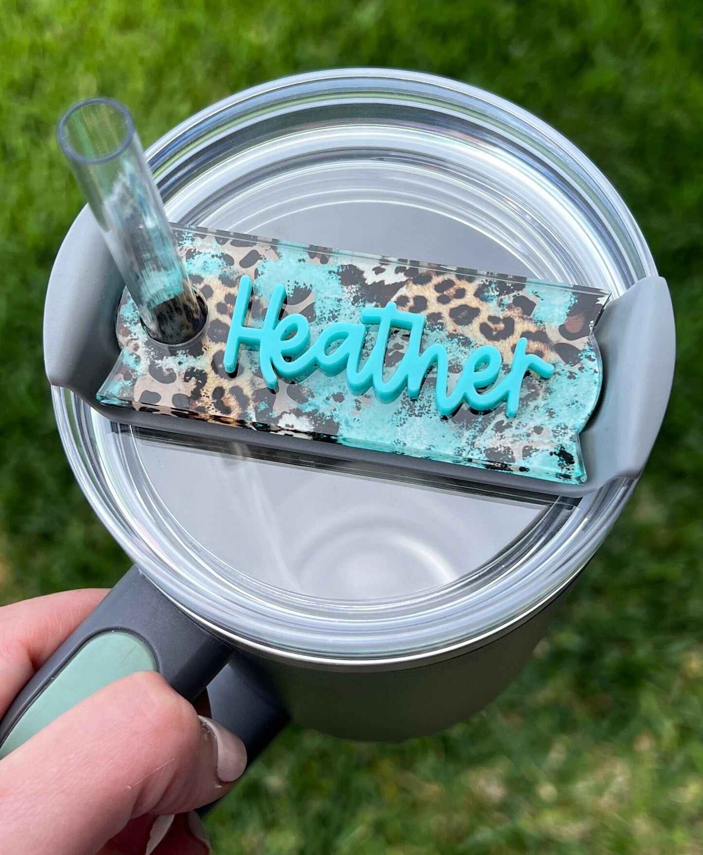 Personalized Leopard Tumbler Name Topper, Custom Plate Tag, Gift for Her, 30oz 40oz, Mother's Day Present, Western