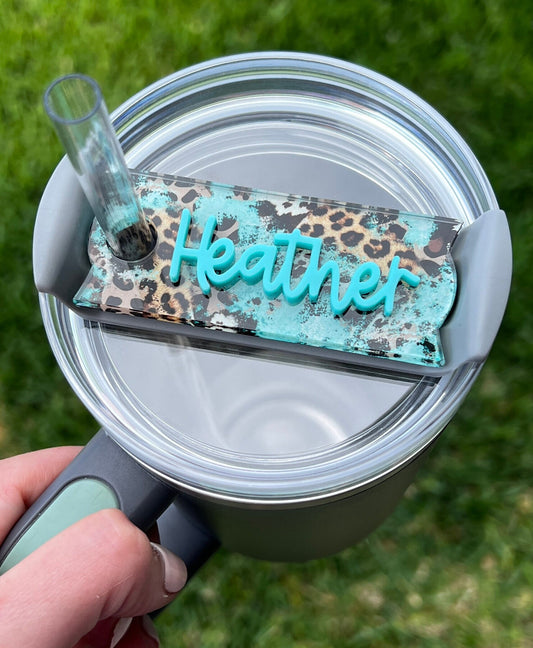 Personalized Leopard Tumbler Name Topper, Custom Plate Tag, Gift for Her, 30oz 40oz, Mother's Day Present, Western