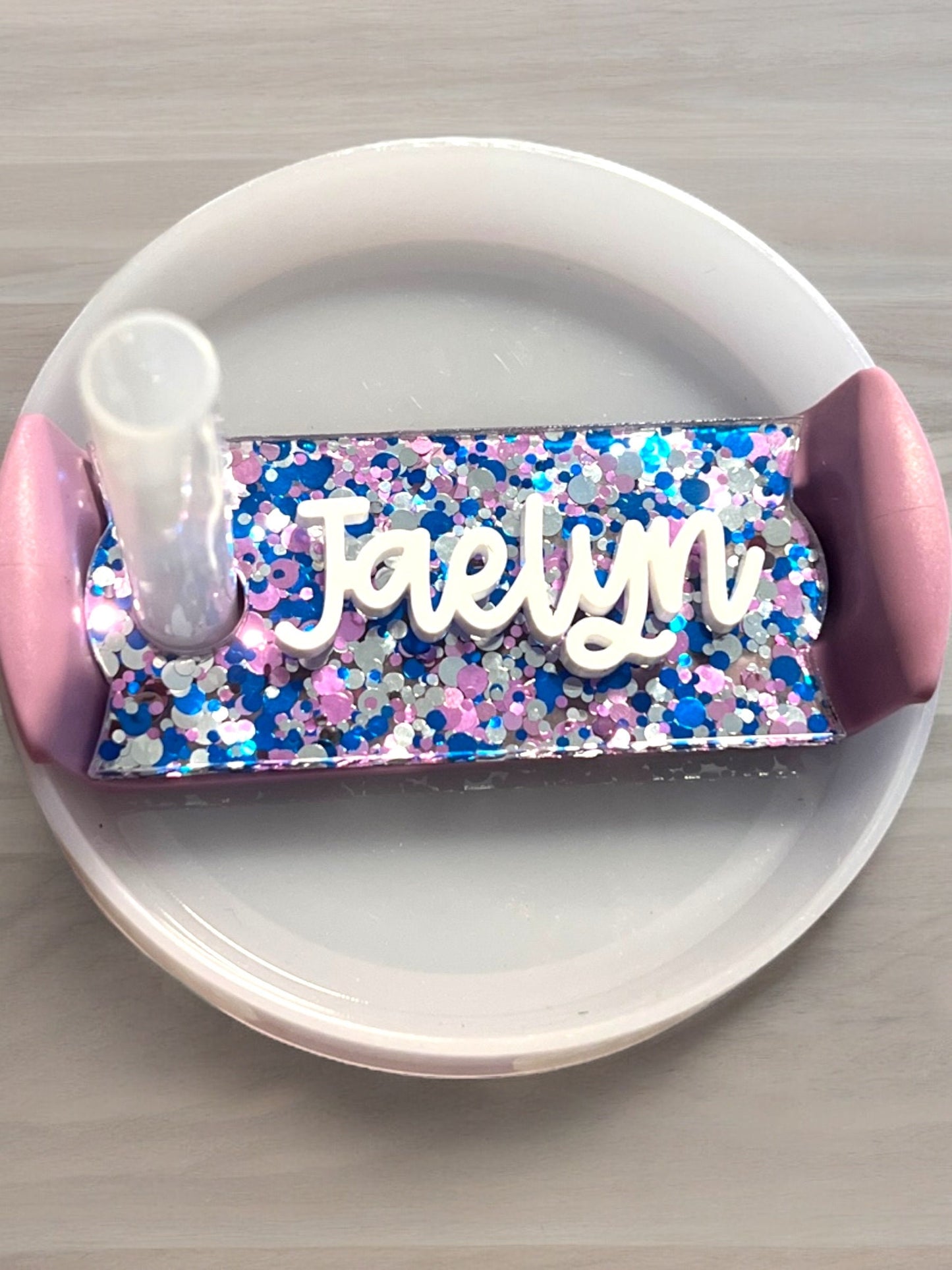 Personalized Name Plate Tumbler Tag, Custom Glitter Name Topper, 20oz 30oz 40oz, Acrylic Name Tag for Tumbler Lid, Gift for Her