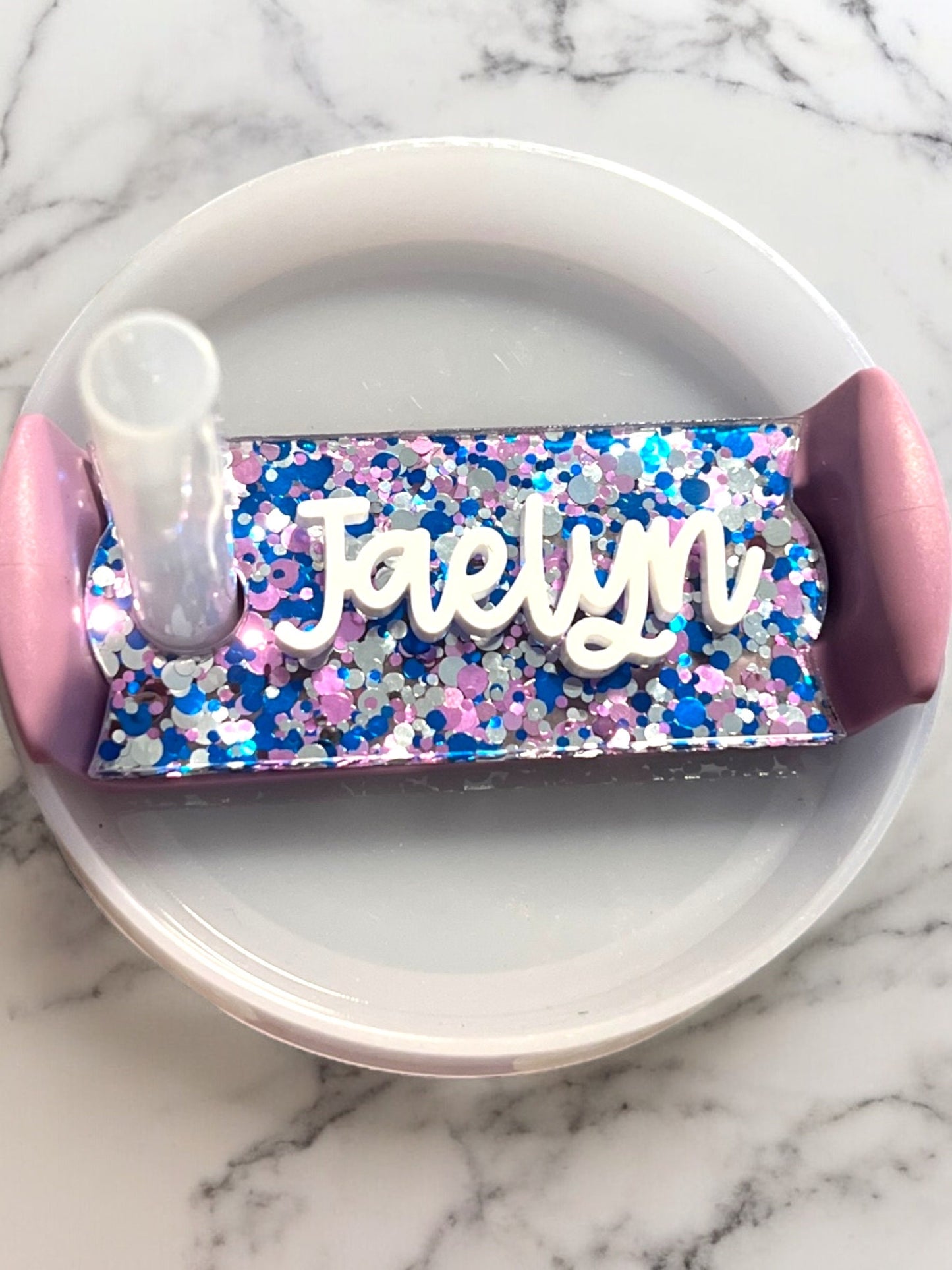 Personalized Name Plate Tumbler Tag, Custom Glitter Name Topper, 20oz 30oz 40oz, Acrylic Name Tag for Tumbler Lid, Gift for Her