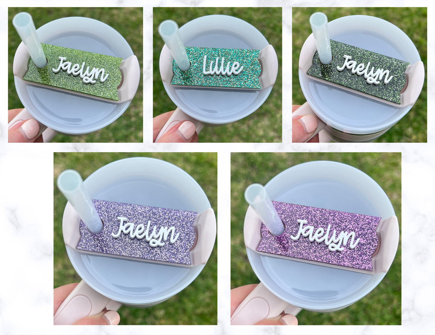 Personalized Glitter Tumbler Name Topper, Custom Cup Name Tag, Glitter Name Plate Lid, Gift for Her, Mother's Day Present, College Team Gift