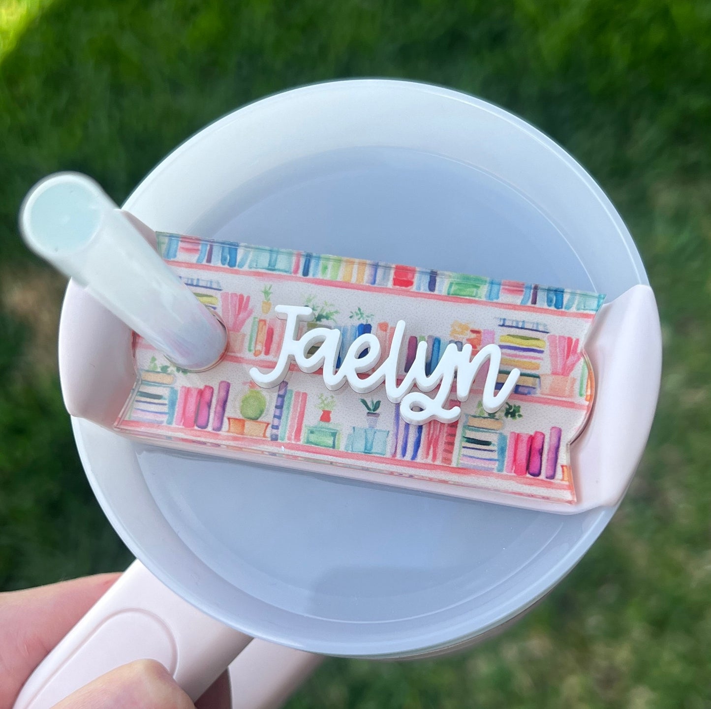 Personalized Book Lover Tumbler Name Topper, Custom Name Tag, Name Plate, 20oz 30oz 40oz Tumbler Lid Tag, Book Club Present, Bookish