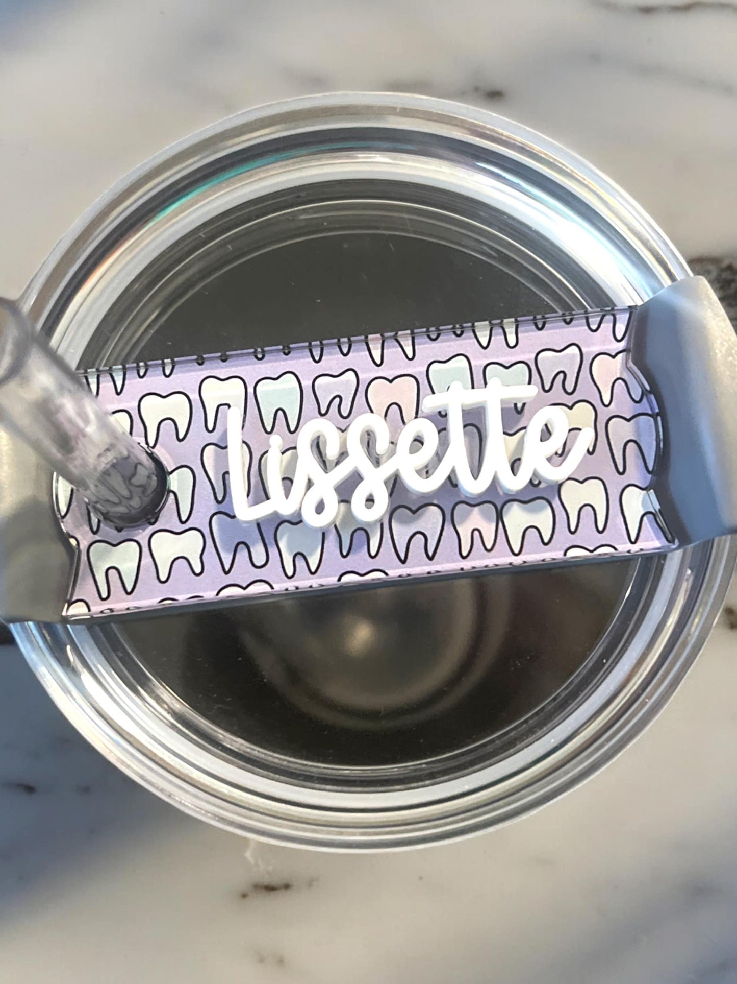 Personalized Tooth Tumbler Name Plate, Dental Assistant gift,Dental Name Topper, Dentist Hygienist present, Stanley Accessories, 30oz 40oz