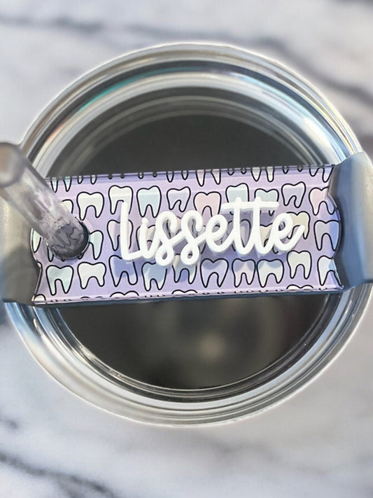 Personalized Tooth Tumbler Name Plate, Dental Assistant gift,Dental Name Topper, Dentist Hygienist present, Stanley Accessories, 30oz 40oz