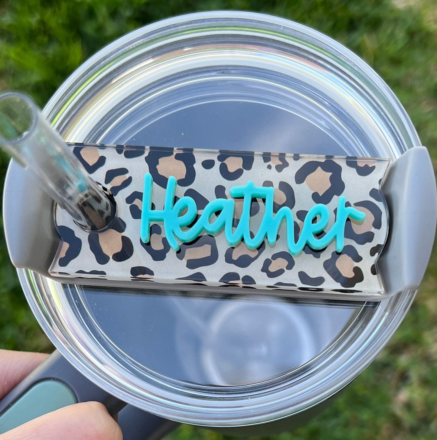 Personalized Leopard Tumbler Name Topper, Custom Plate Tag, Gift for Her, 20oz 30oz 40oz, Leopard Lover Present, Mother's Day Present
