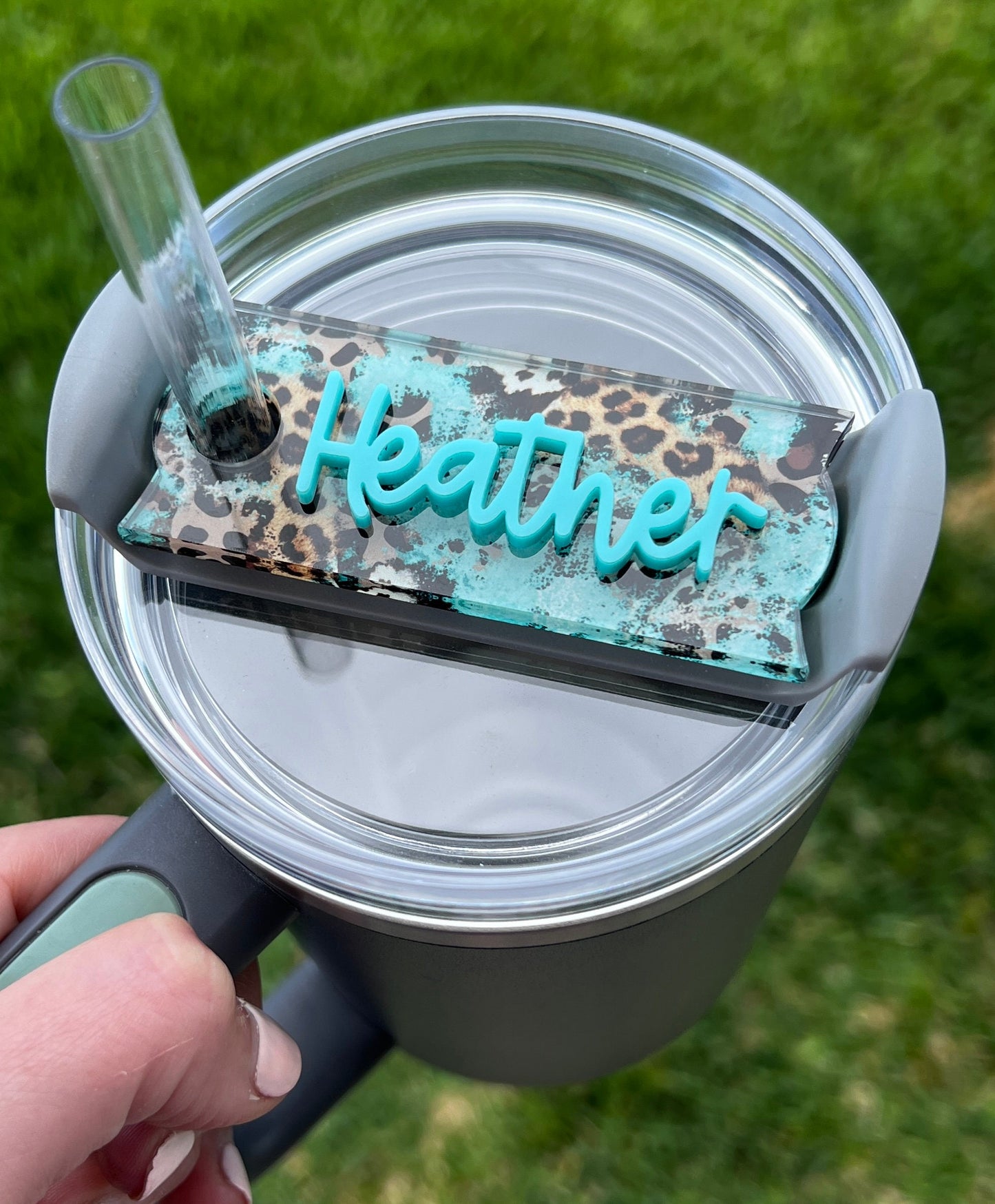 Personalized Leopard Tumbler Name Topper, Custom Plate Tag, Gift for Her, 30oz 40oz, Mother's Day Present, Western
