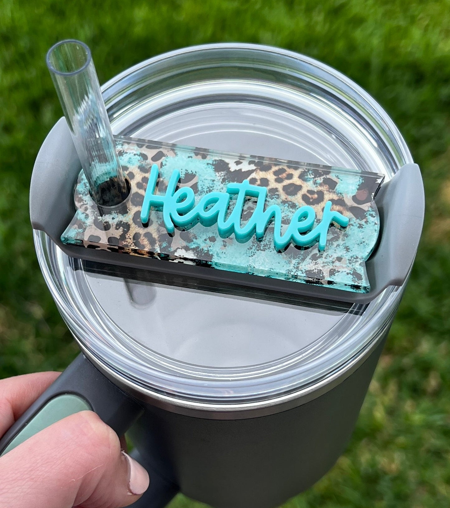 Personalized Leopard Tumbler Name Topper, Custom Plate Tag, Gift for Her, 30oz 40oz, Mother's Day Present, Western