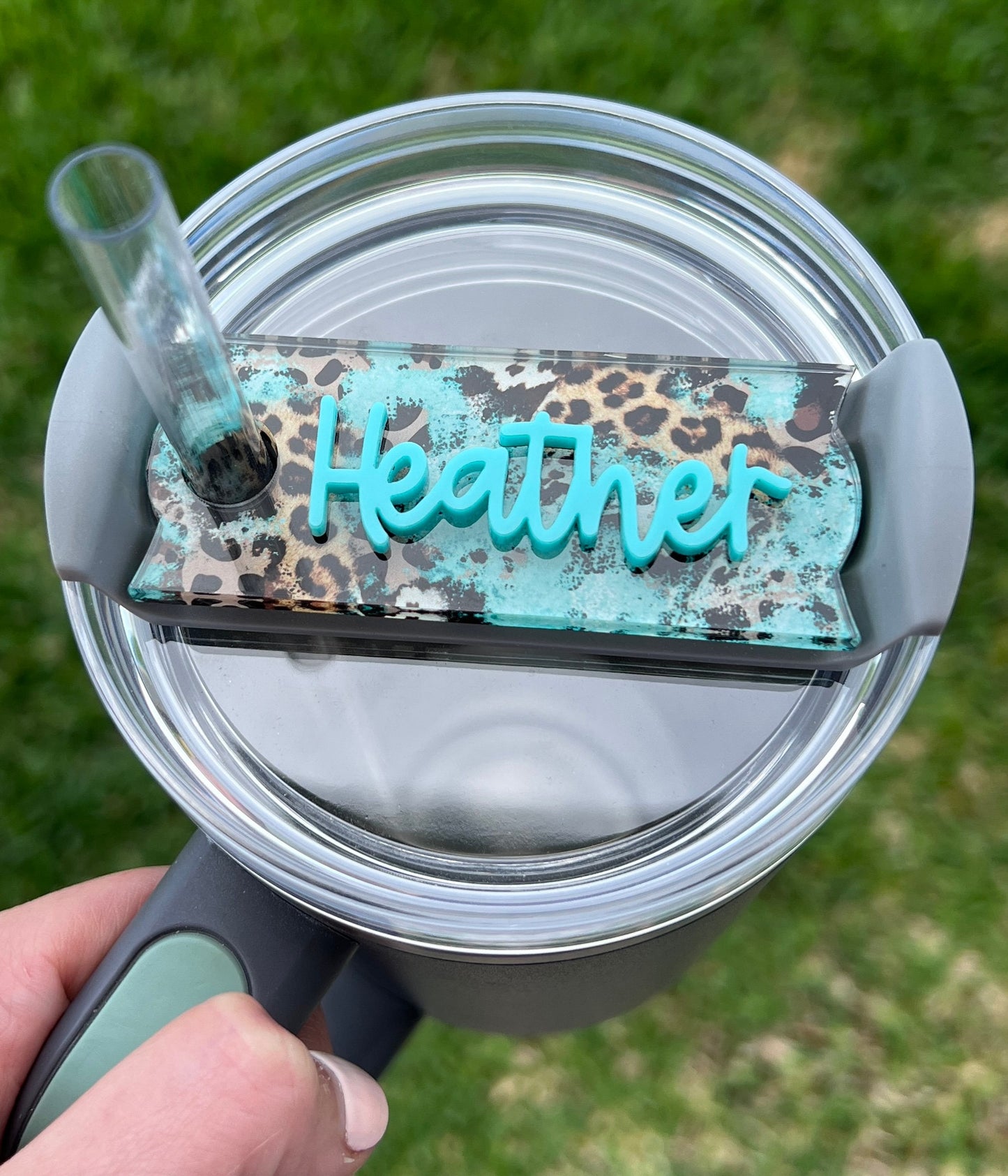 Personalized Leopard Tumbler Name Topper, Custom Plate Tag, Gift for Her, 30oz 40oz, Mother's Day Present, Western