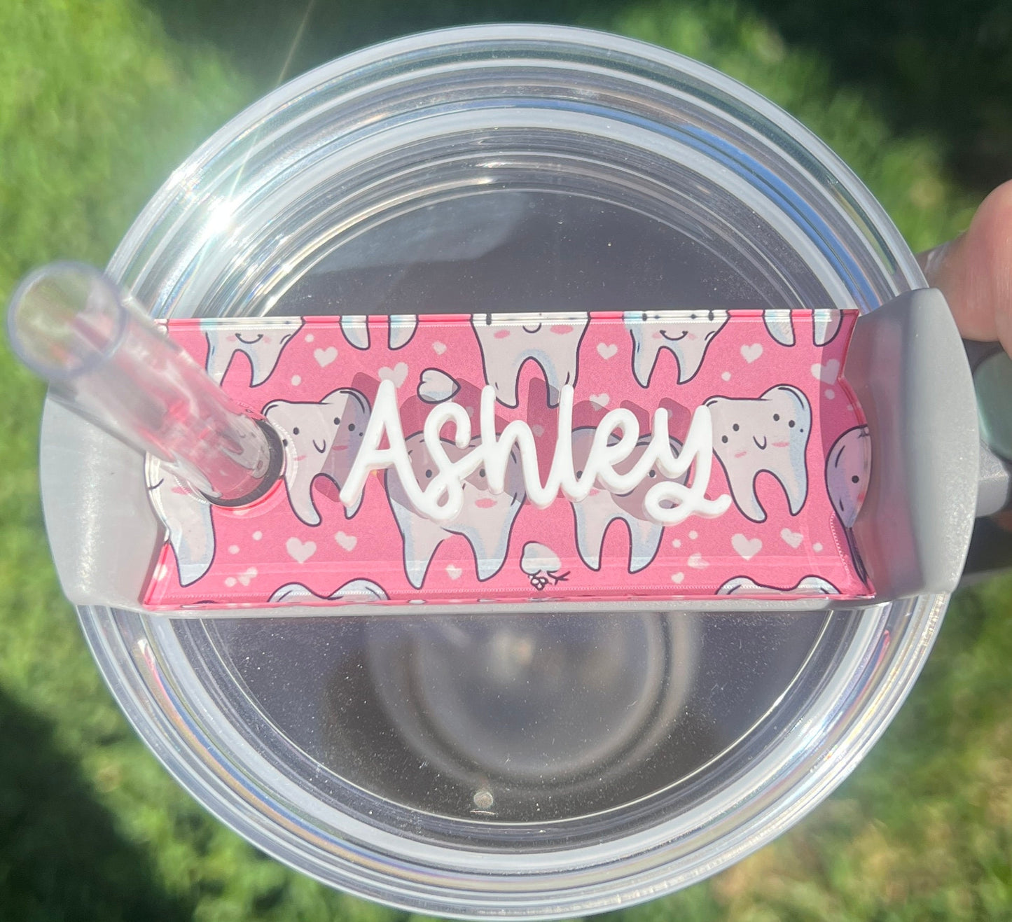 Personalized Tooth Tumbler Name Plate, Dental Assistant gift,Dental Name Topper, Dentist Hygienist present, Stanley Accessories, 30oz 40oz