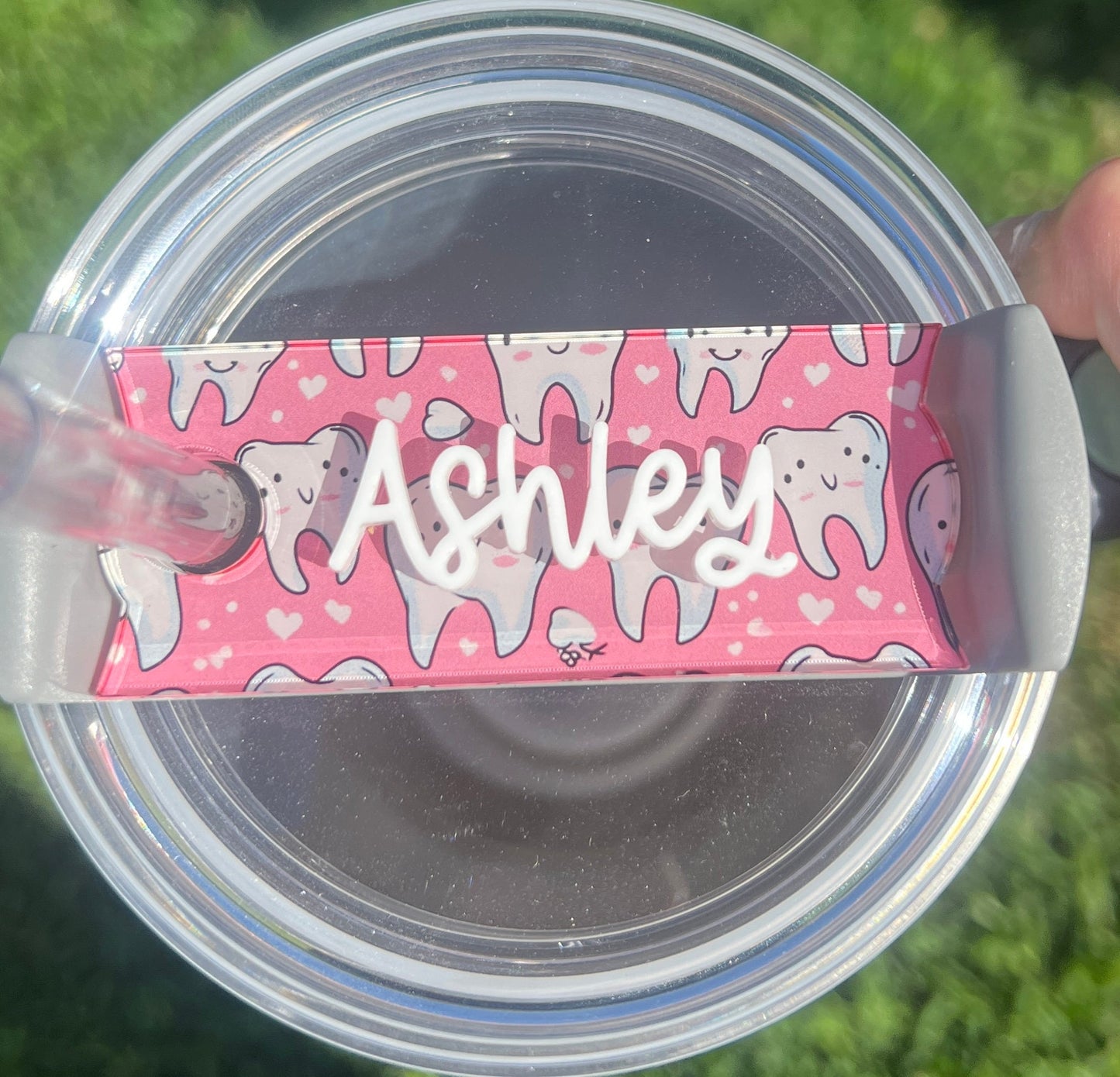 Personalized Tooth Tumbler Name Plate, Dental Assistant gift,Dental Name Topper, Dentist Hygienist present, Stanley Accessories, 30oz 40oz